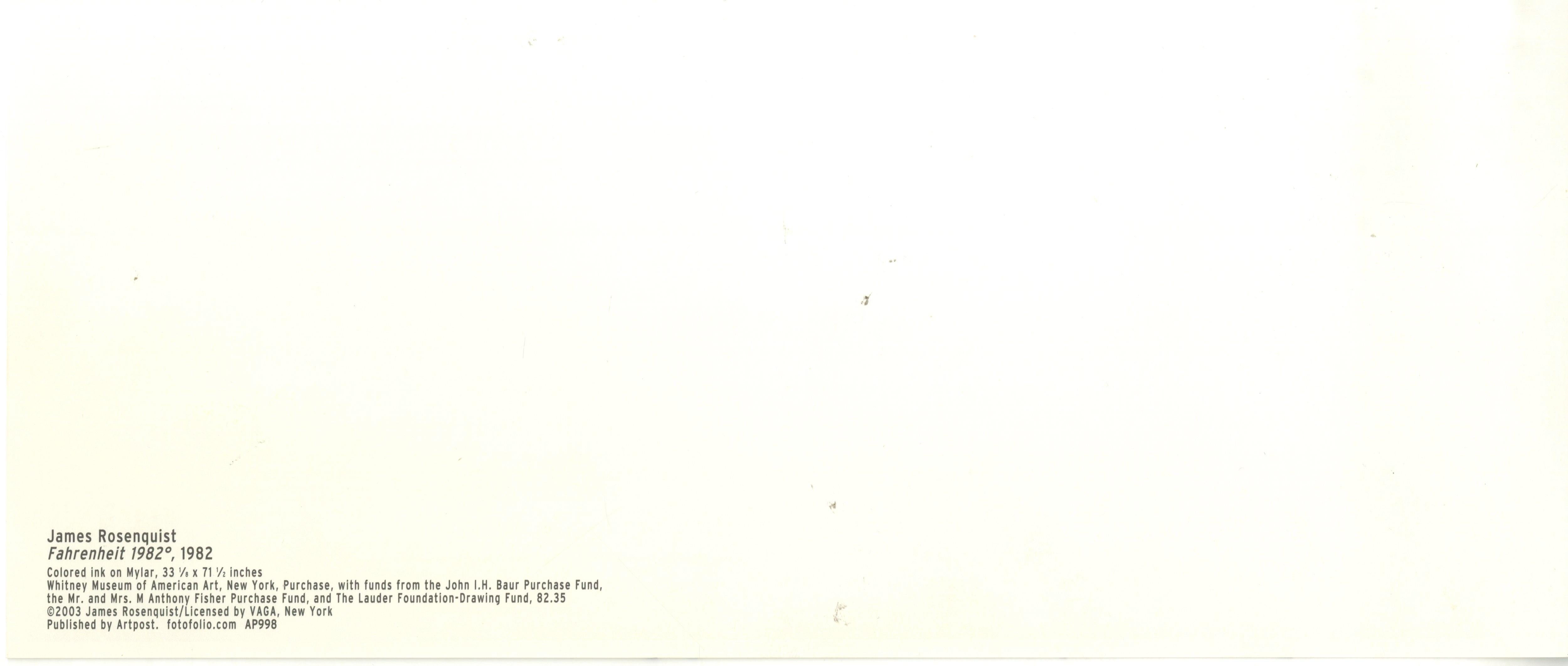 Fahrenheit 1982 (carte signée à la main, provenant de la collection du président de l'UACC) - Print de James Rosenquist