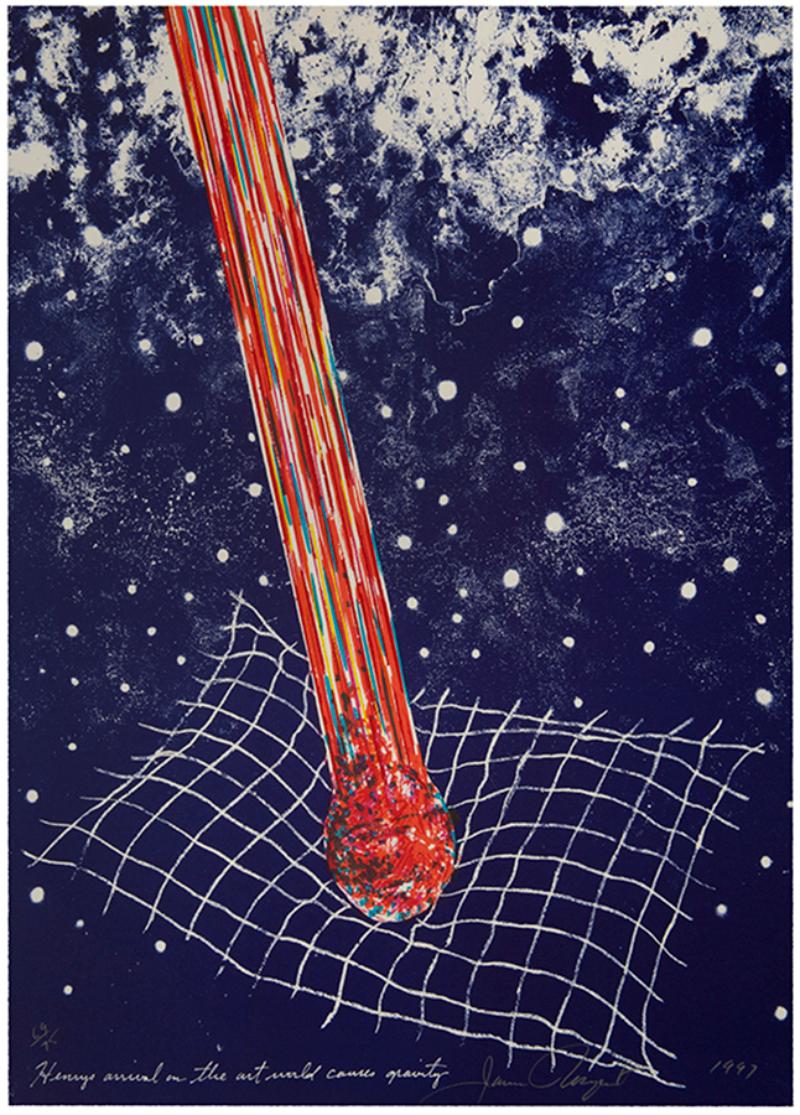 Figurative Print James Rosenquist - L'arrivée d'HENRY dans le monde de l'art provoque la gravité, extrait de The Geldzahler Portfolio