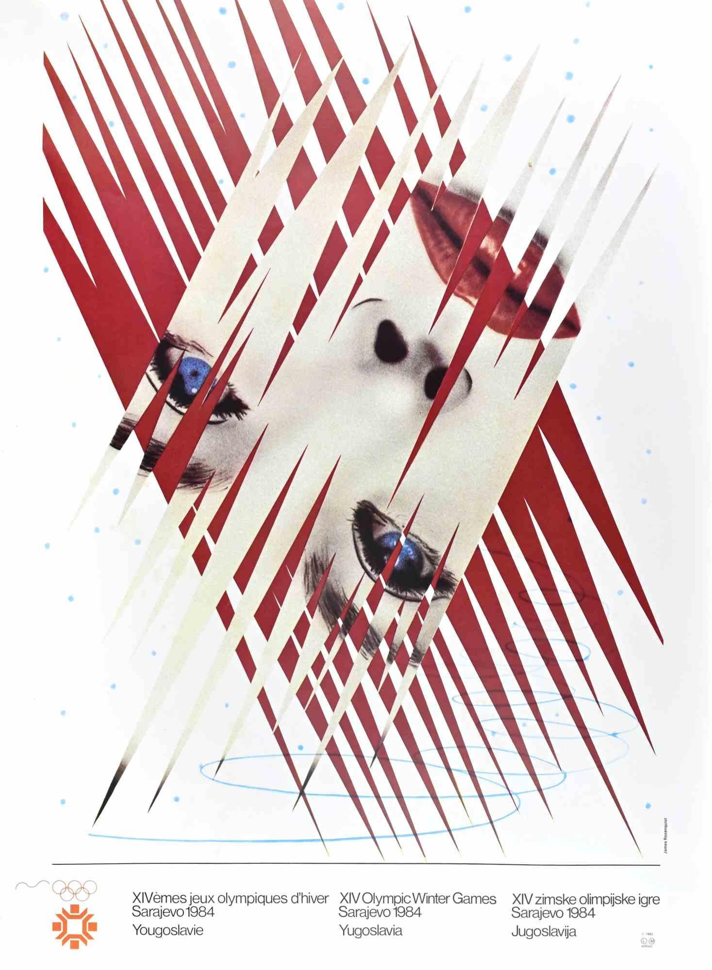 James Rosenquist Figurative Print - Ice Point- Vintage Poster XIV Olympic Winter Games Sarajevo - 1984