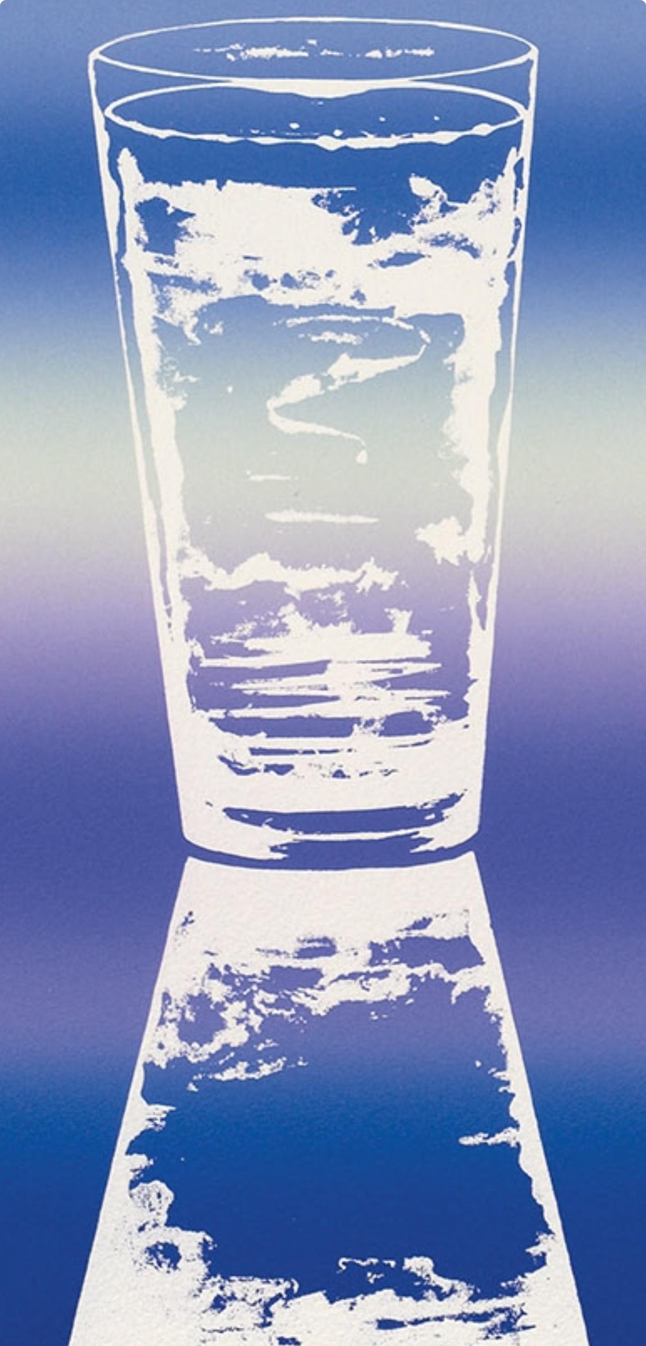 Mi mente es un vaso de agua (Glenn 58) - Landscape Print Azul de James Rosenquist
