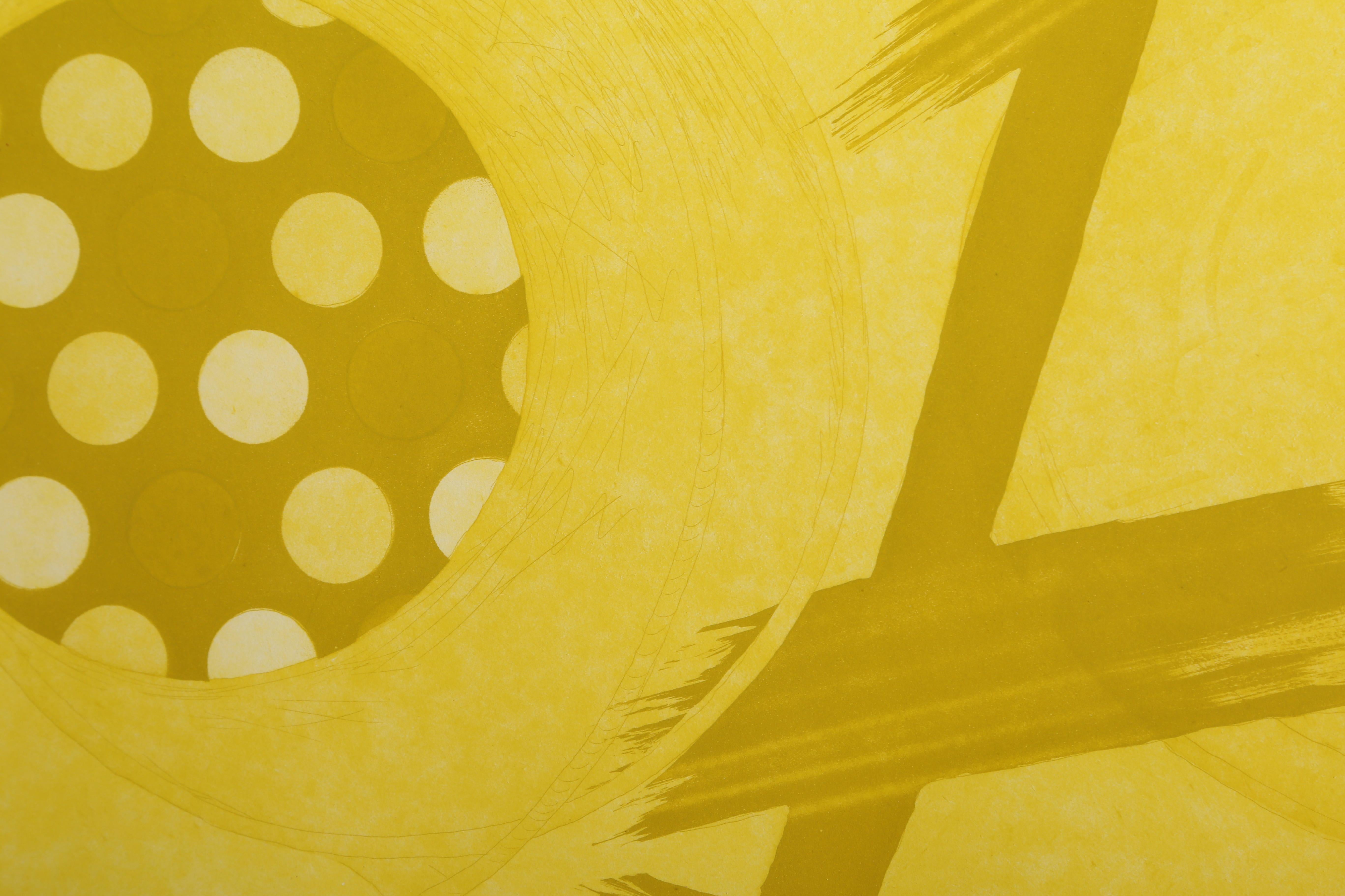 Hellbraune Lampen, abstrakte Aquatinta-Radierung von James Rosenquist im Angebot 2