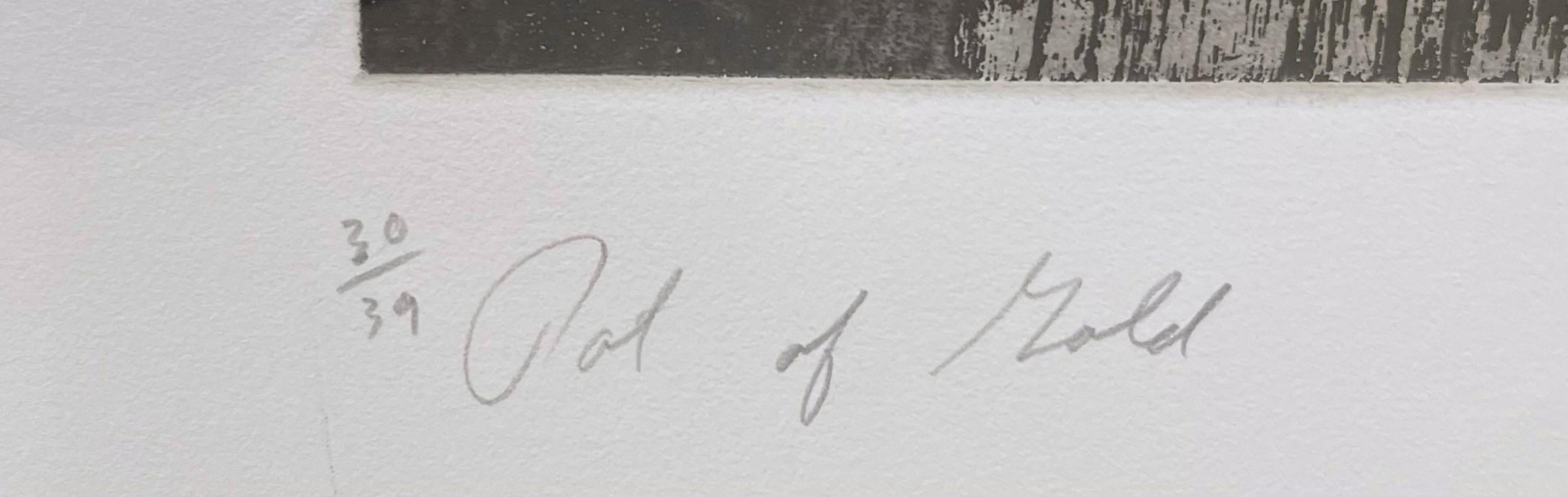 James Rosenquist
Pot d'or, avec dorure à la main, 1977
Gravure et aquatinte en couleur à l'encre noire avec application de peinture à la feuille d'or sur cuivre de luxe (signée et numérotée) 
Signée, datée, titrée et numérotée 30 de l'édition de