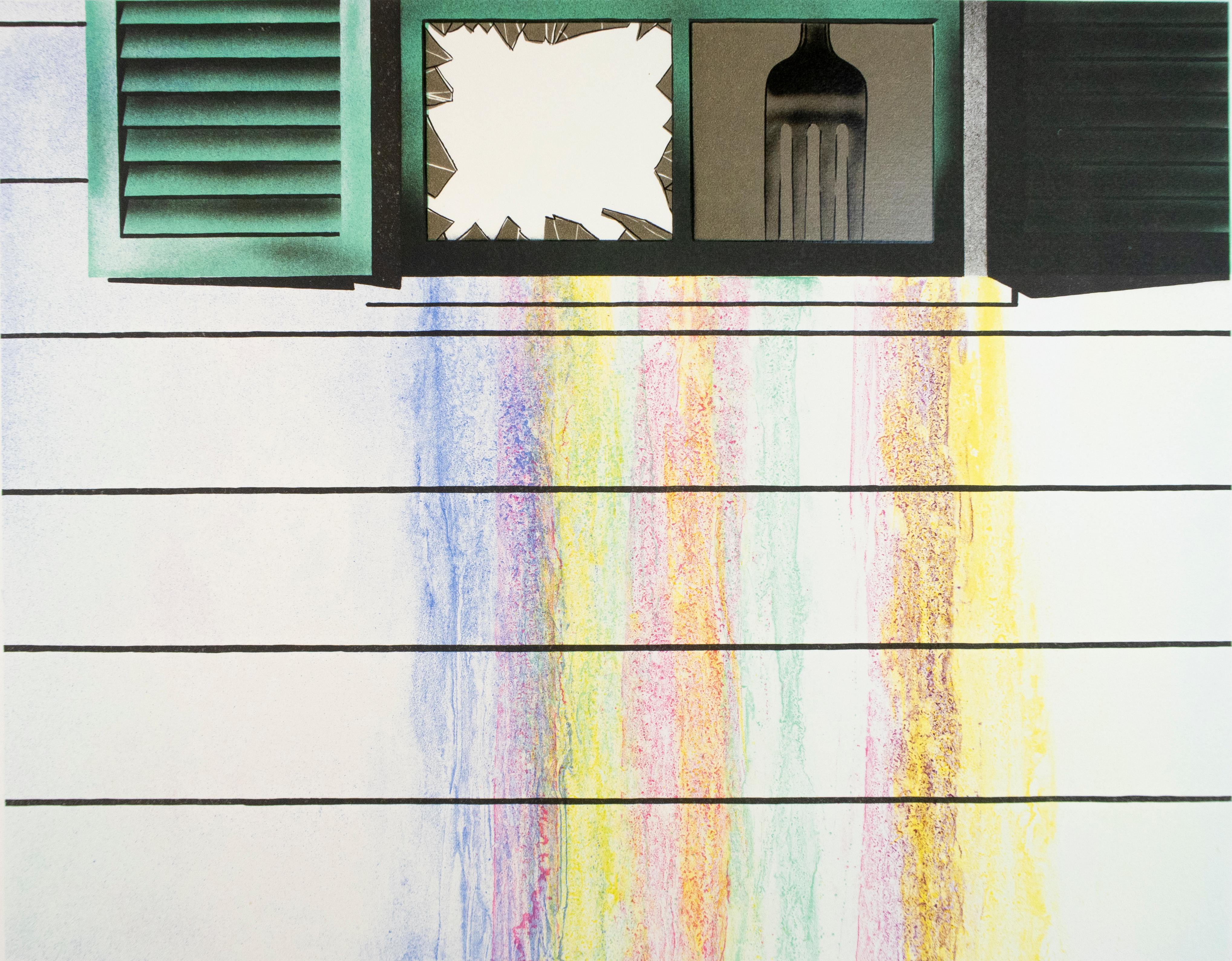 Arcobaleno: pop art colorata di Rosenquist con oro, turchese, viola, rosa, blu