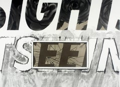 Sightseeing (black pull) James Rosenquist text Pop Art in black and white