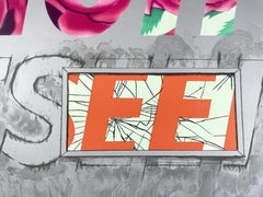 Sightseeing James Rosenquist text Pop Art with Roses silver and bright orange