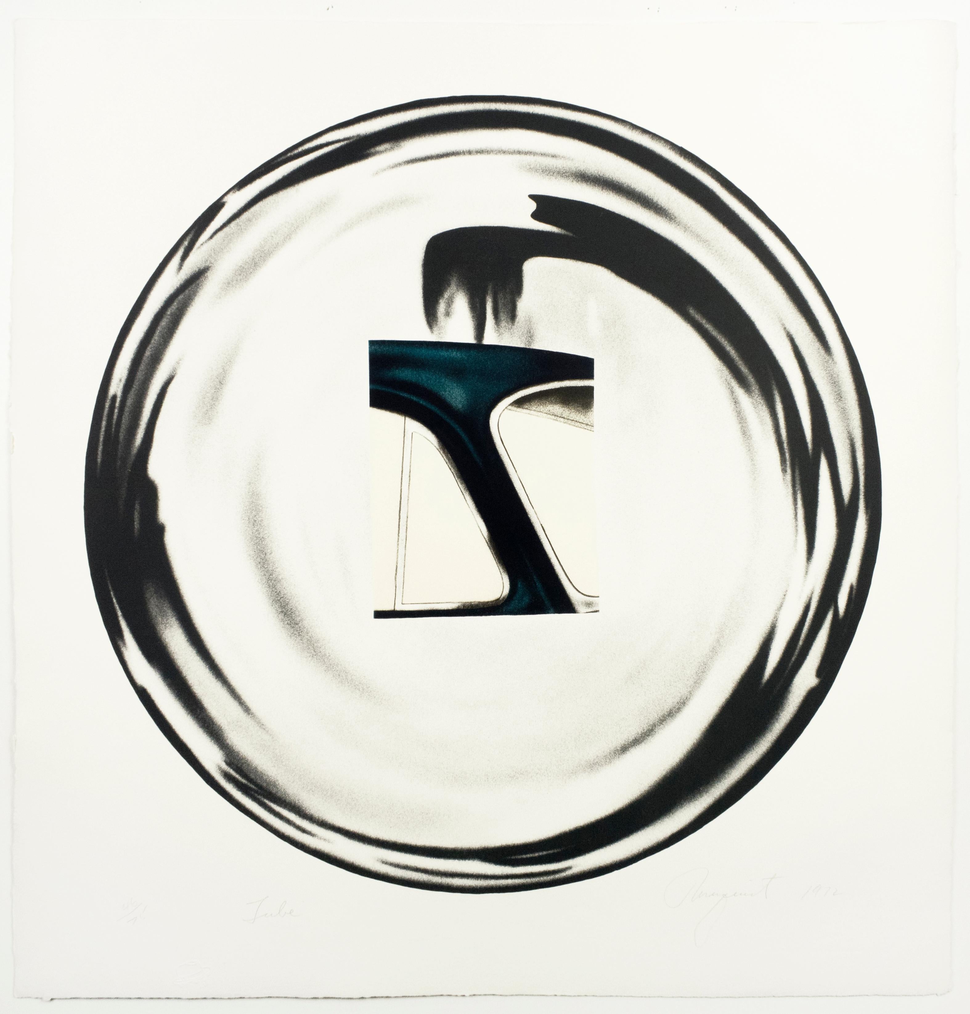 Tube James Rosenquist Black and white abstract Pop art chrome based on painting