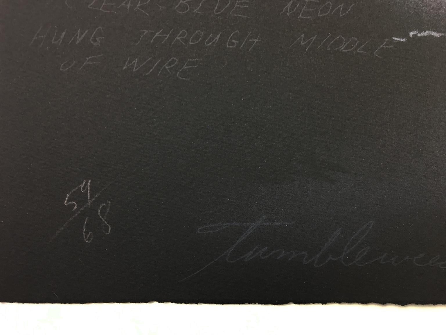 Tumbleweed, James Rosenquist neon blue barbed wire sculptural lithograph drawing For Sale 2
