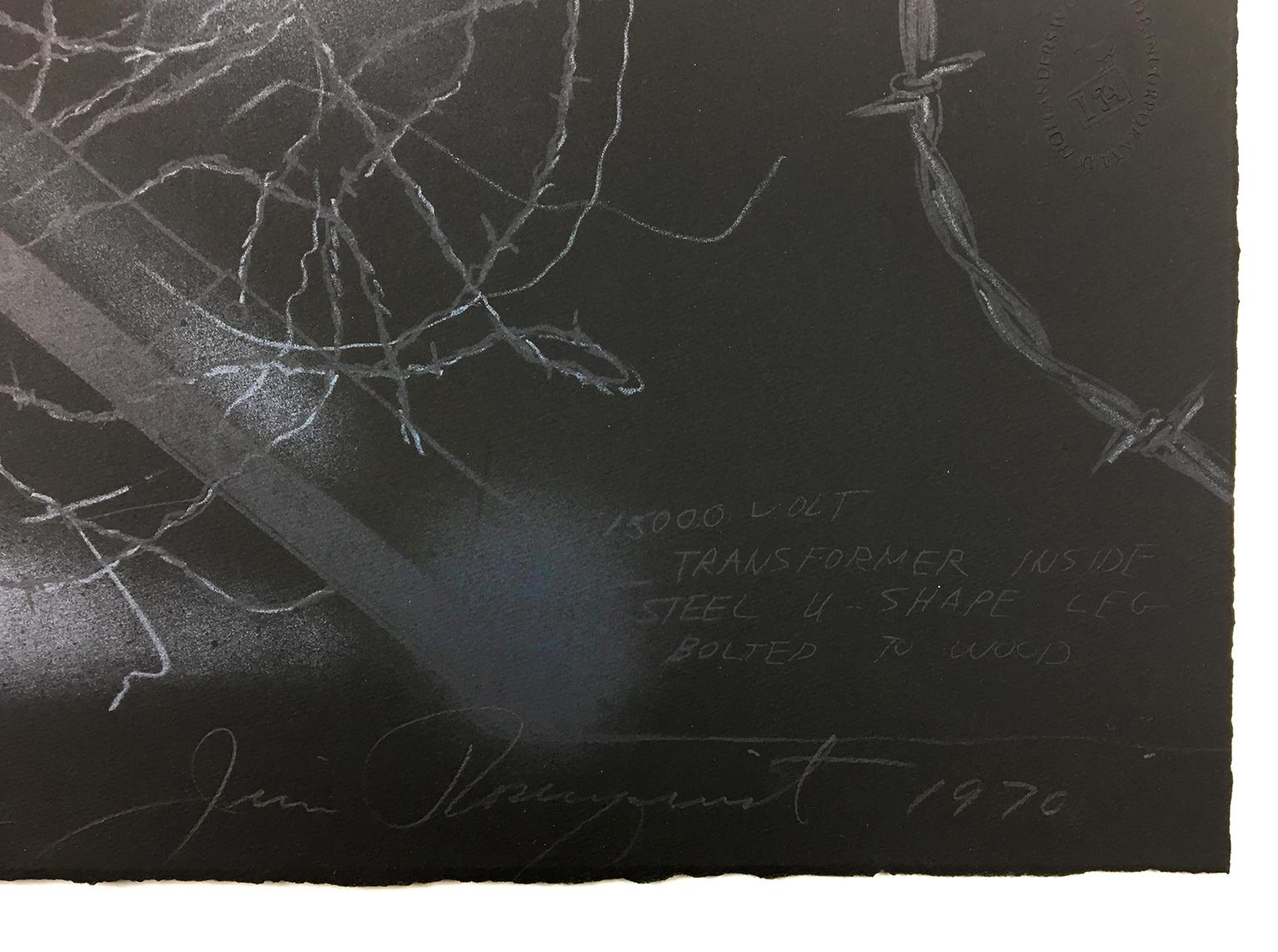 Tumbleweed, James Rosenquist neon blue barbed wire sculptural lithograph drawing For Sale 3