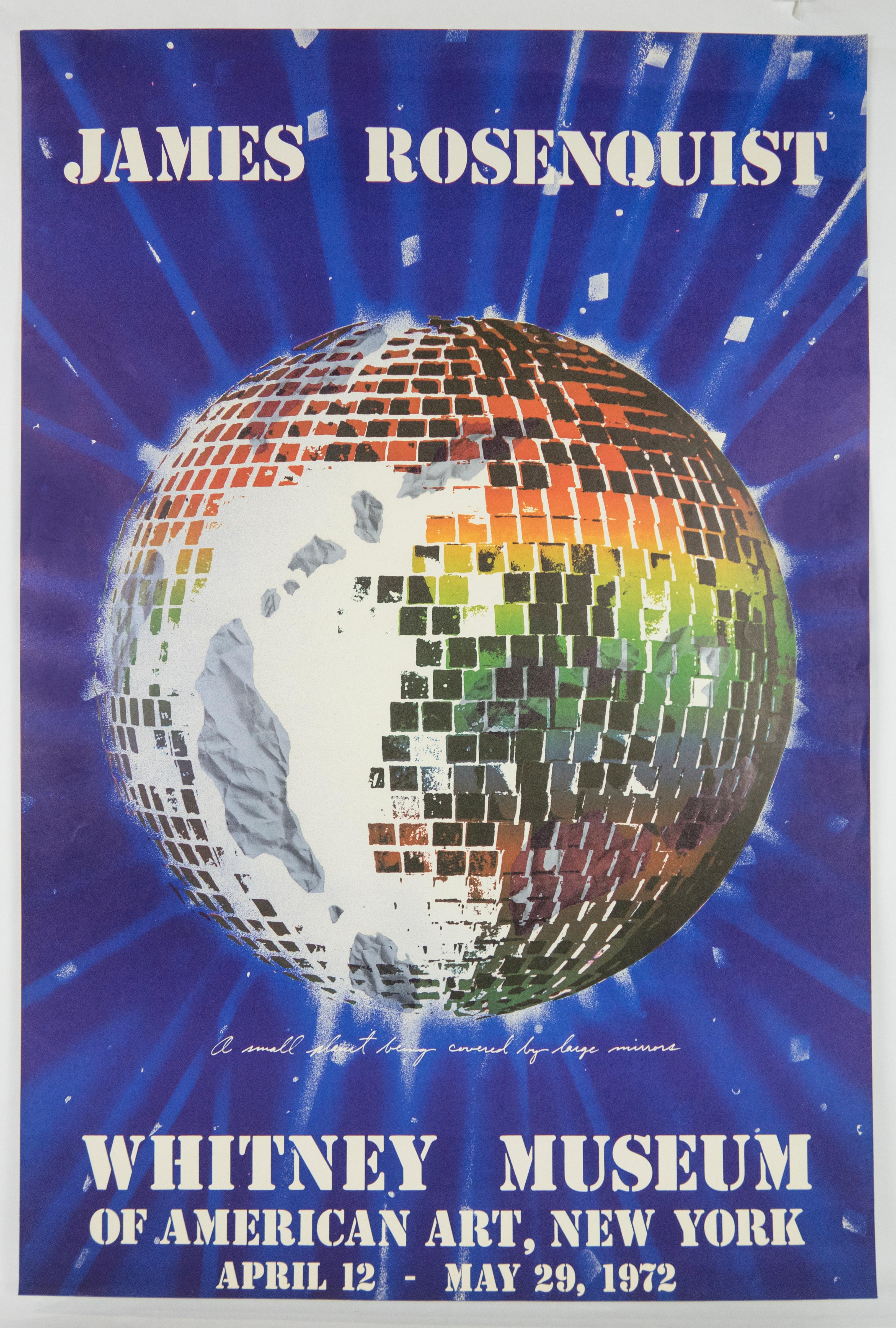 Vintage Disco James Rosenquist 1972 Whitney Museum poster, rainbow mirror planet 1