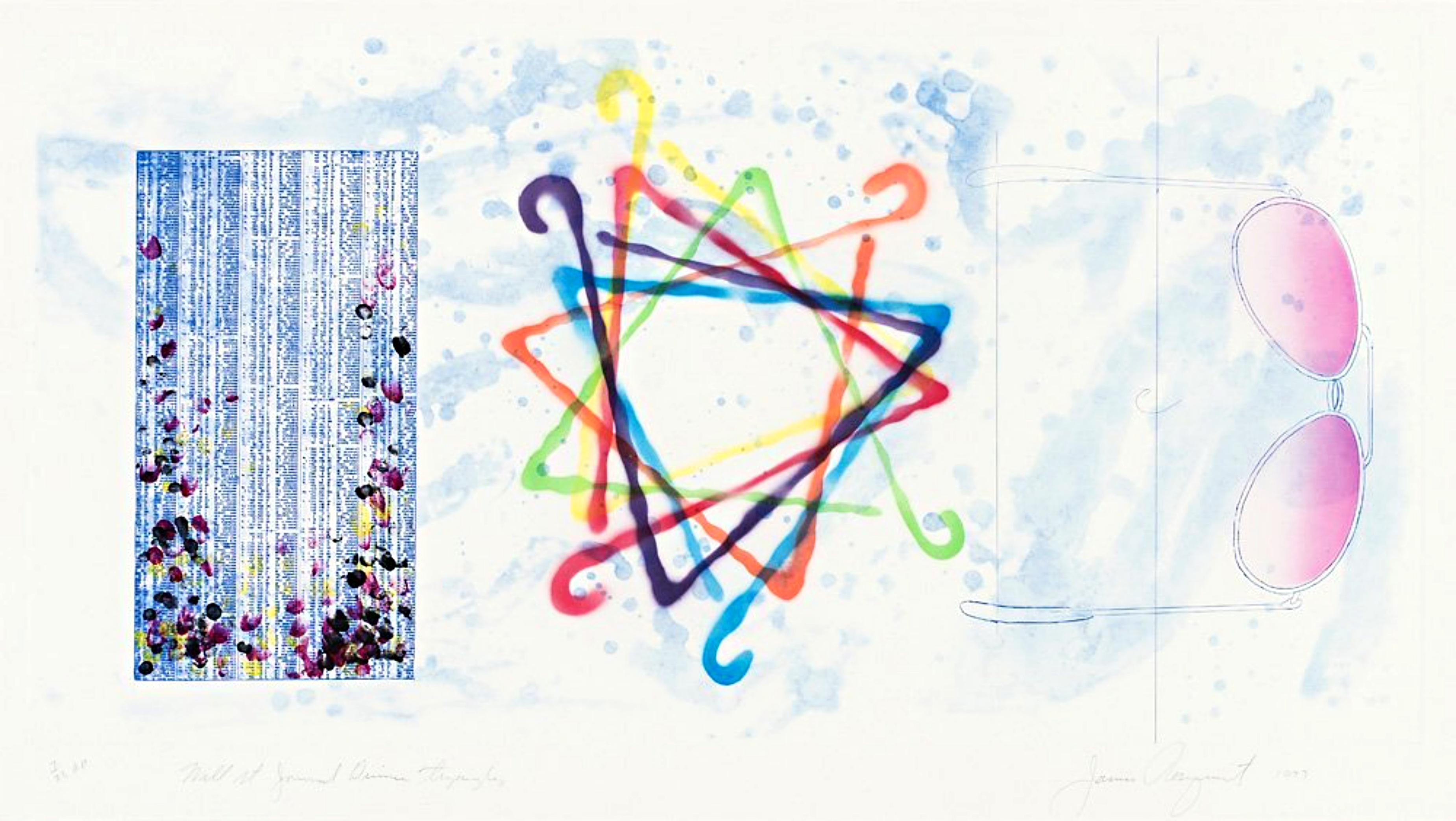 James Rosenquist Abstract Print - Wall Street Dinner Triangles (mixed media multiple with hand coloring) 116 Glenn