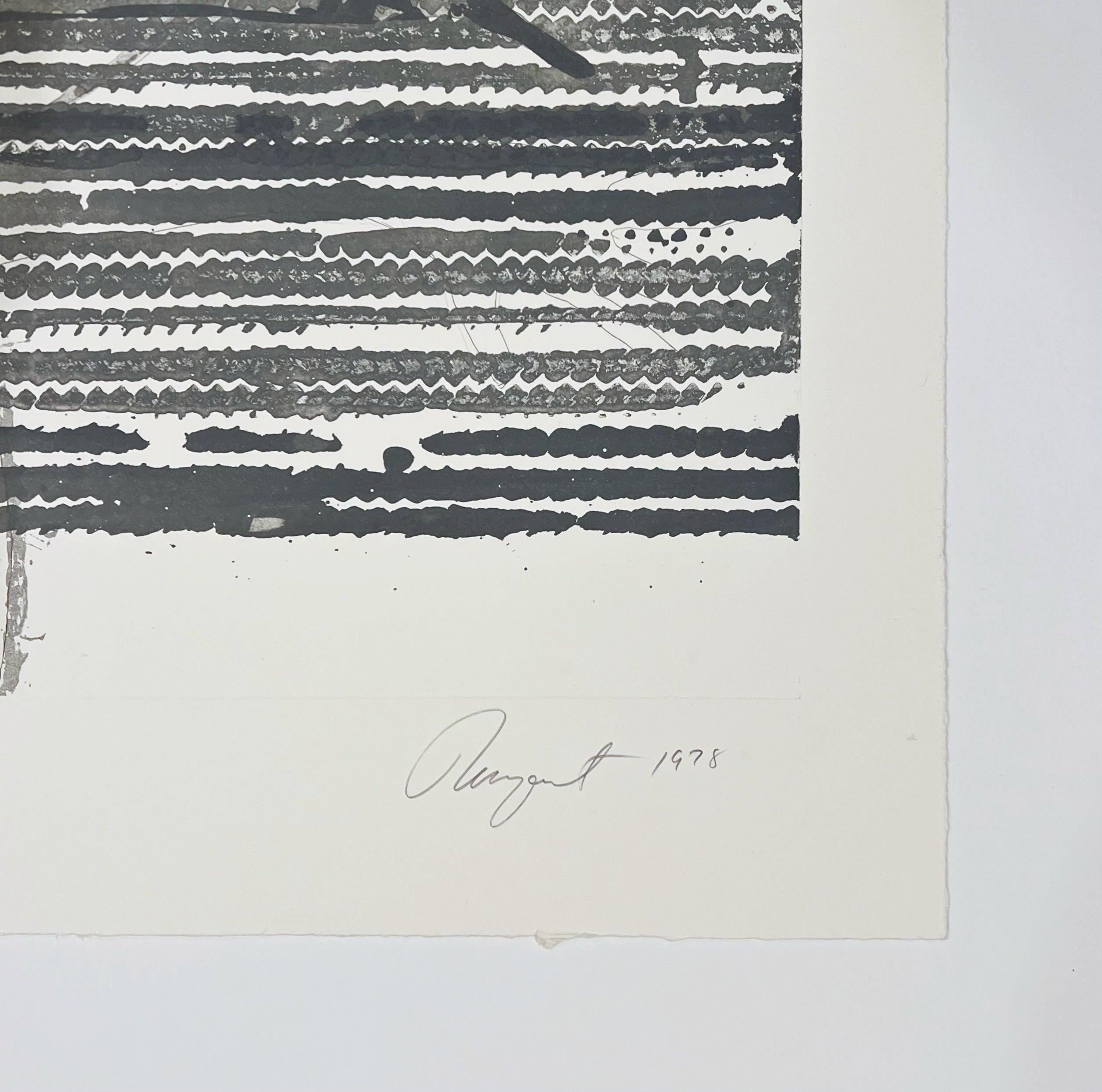 Fensterwaschner-Glashaus (State 2) (Grau), Figurative Print, von James Rosenquist