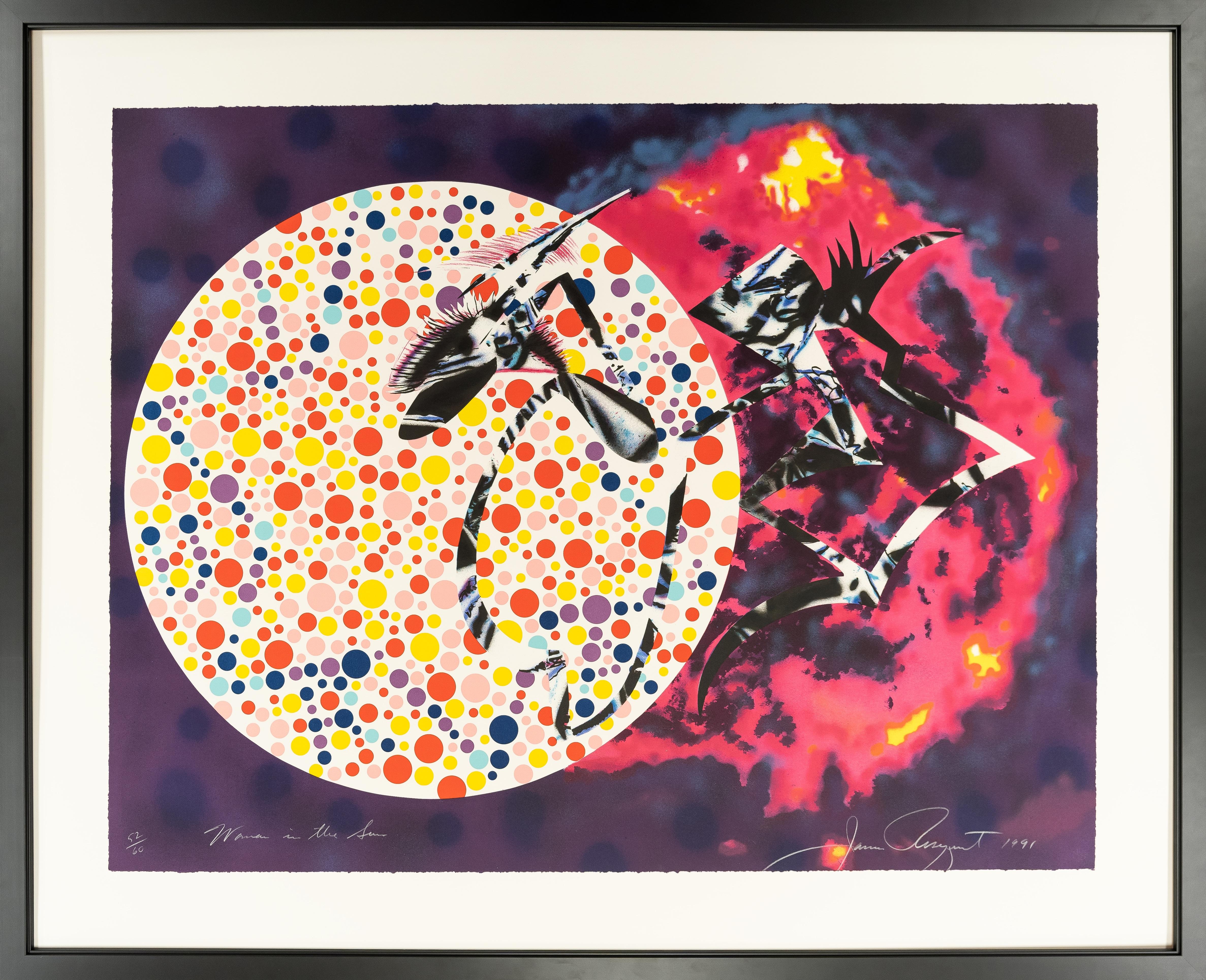 JAMES ROSENQUIST
   (B. 1933)

"Woman in the Sun"

15 color lithograph from aluminum plate on mould-made paper, white Rives BFK, 1991
Catalog #225
Sheet size: 33” x 42 ½” 
Edition number 52 of 60
Signed, numbered, dated, and titled in lower margin,