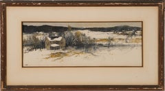 Vintage American Impressionist Winter Landscape Signed Painting