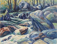 Paisaje impresionista rocoso de mediados de siglo