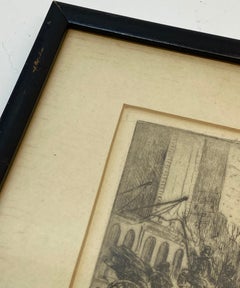 James Sanford Hulme "Army Plaza" Original Signed Etching c.1930