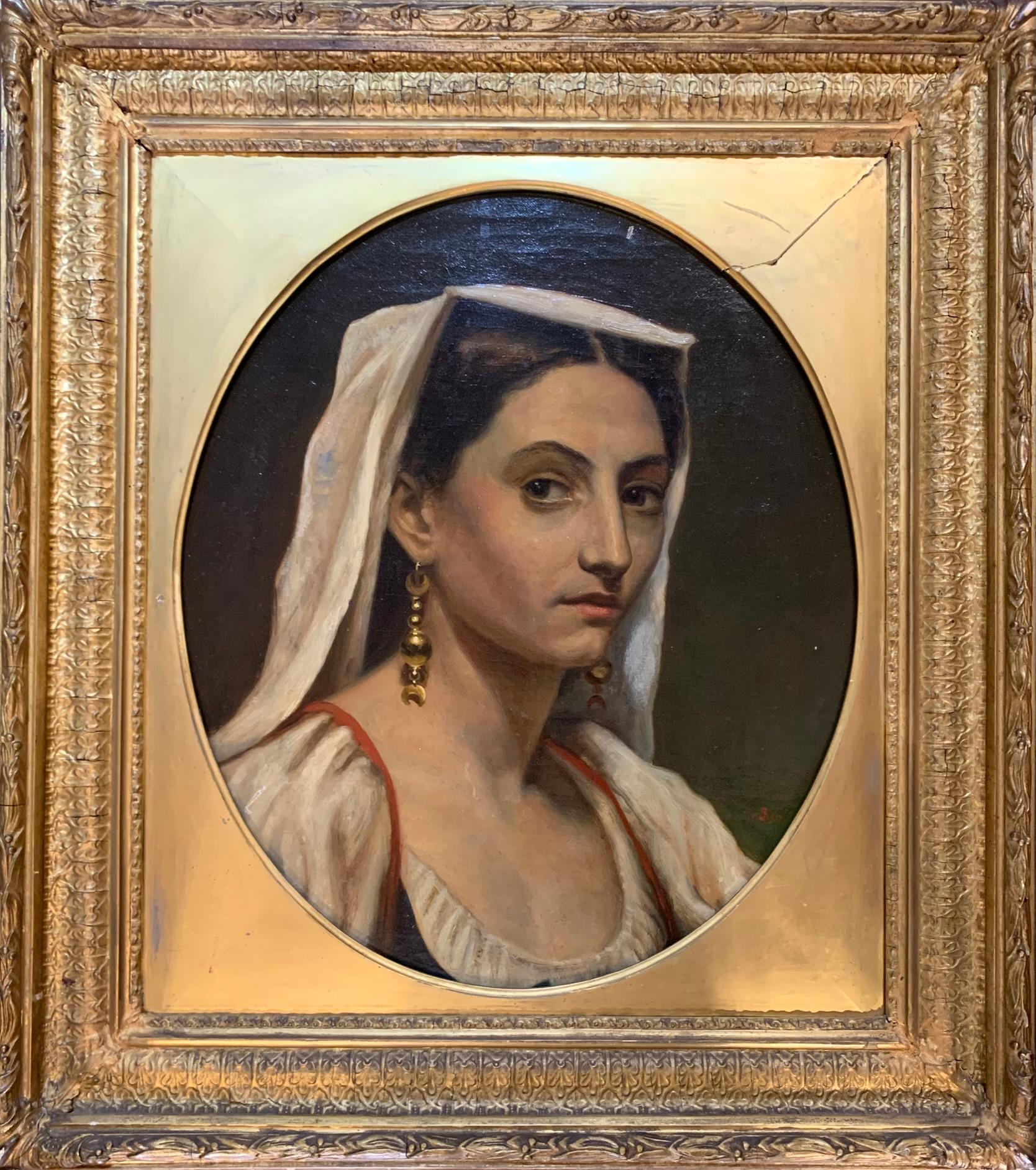 Portrait of the Italian Woman with Coral Necklace and Ciociaria Costume, with Label from the Collection of Sir Julian Goldsmid
Artist: Monogrammed SJ (attributed to James Sant, 1820-1916)
Dated 1867
Medium: Oil on canvas
Dimensions:
• Without frame: