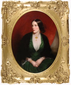 Portrait of a Young Lady in a Green Dress and Black Shawl