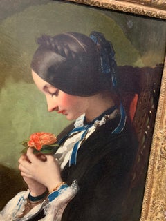 Victorian Oil Painting , Woman with a Rose, James Sant