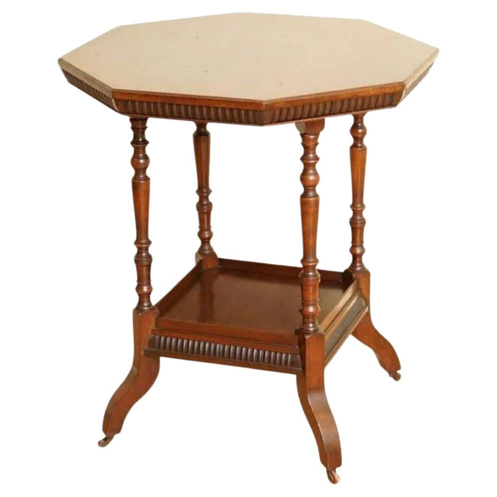 James Schoolbred Antique Arts & Crafts Octagonal Occasional Side End Table For Sale