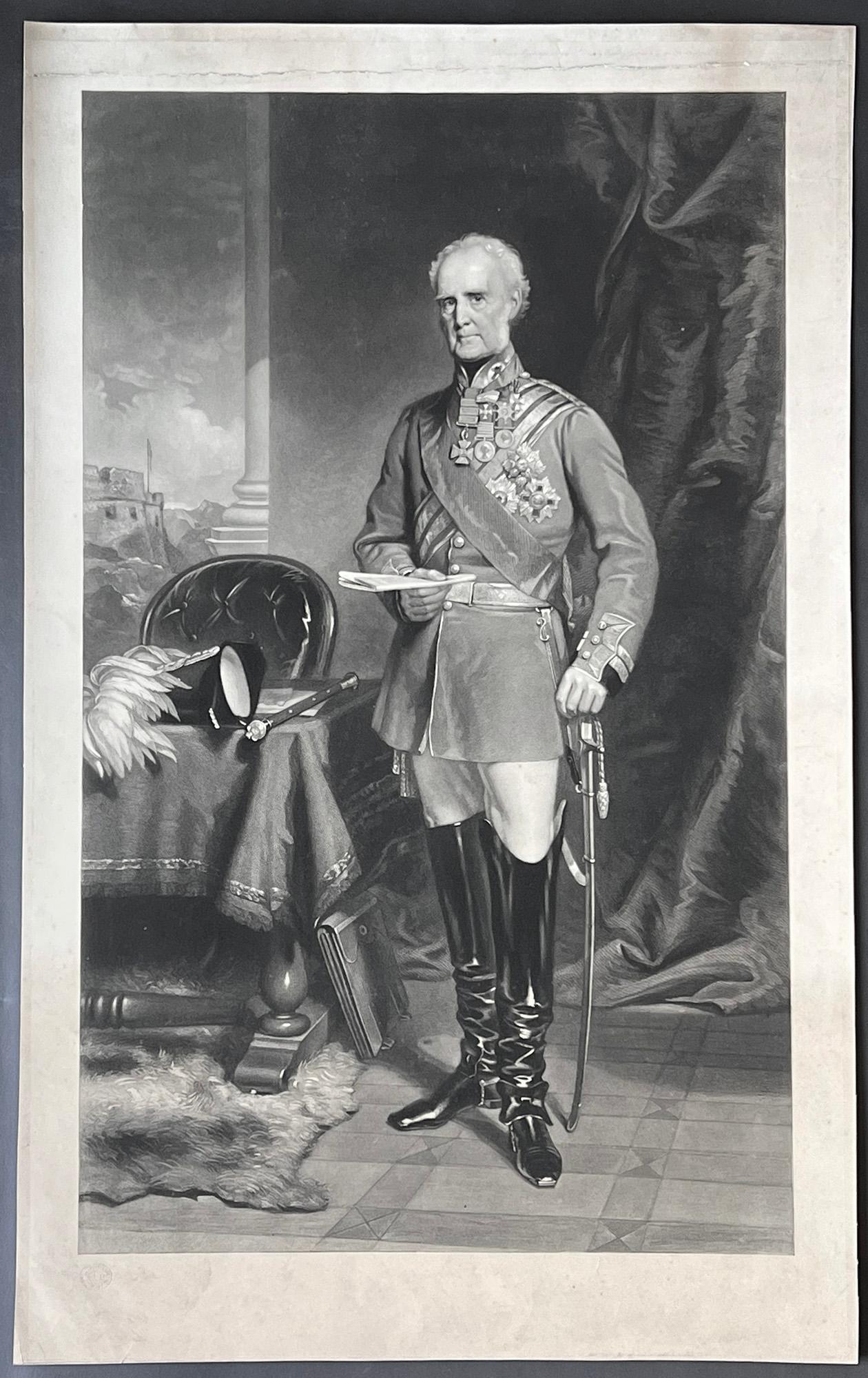 John Colborne, 1st Baron Seaton, Field Marshall & Governor, portrait engraving - Print by James Scott (1809-1889) after GW Fisher (1817-1895)