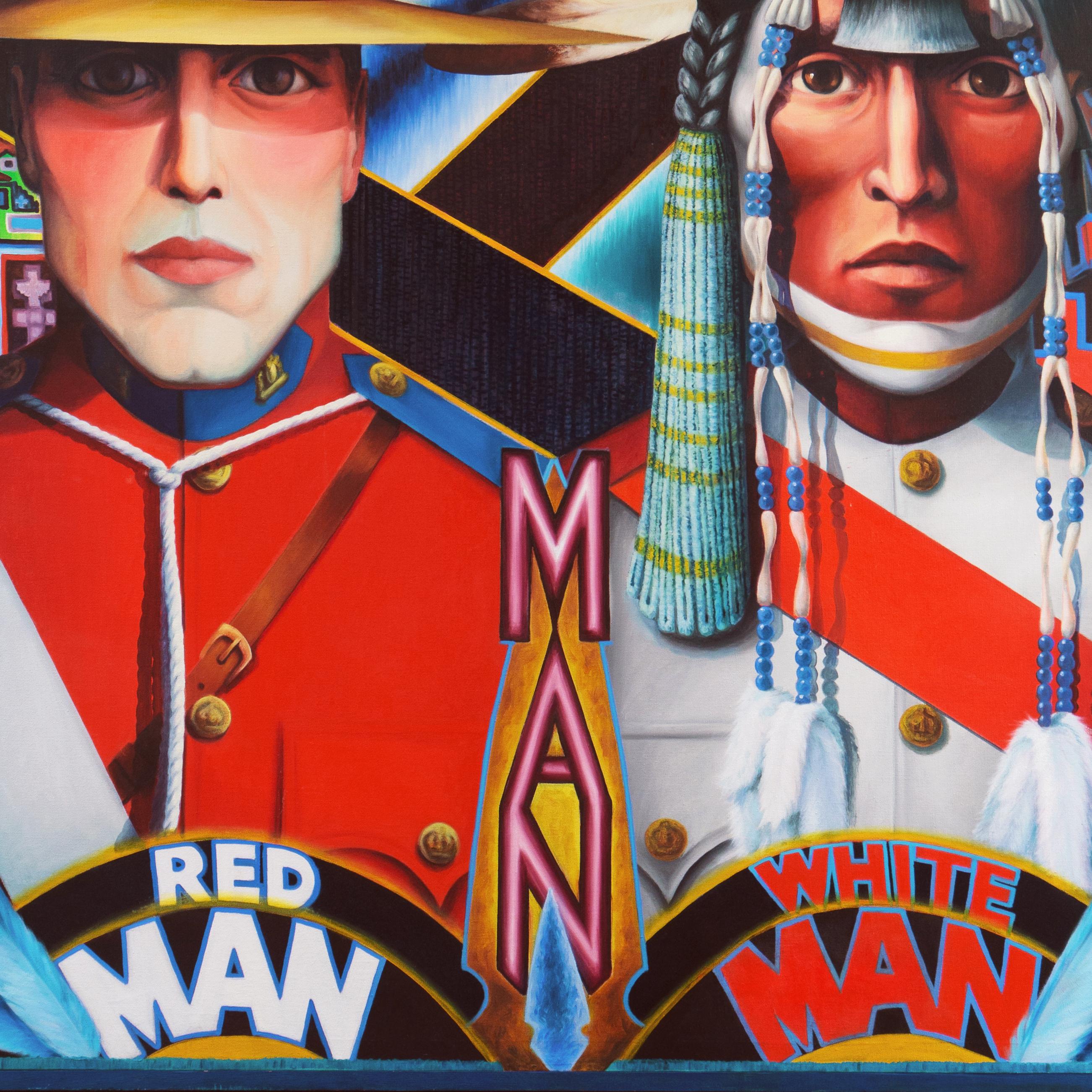„Roter Mann/Weißer Mann“, große Pop-Art-Figur, First Nation, amerikanische Ureinwohner, RCMP im Angebot 1