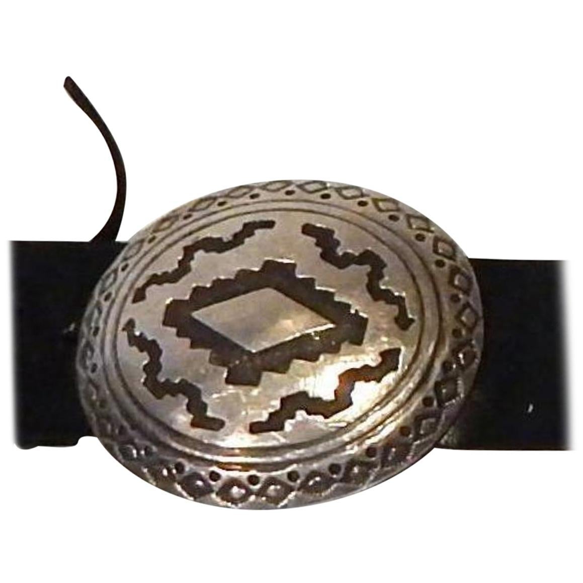 James Shay Navajo Sterling Silver Native American Concho Belt, Marked JS