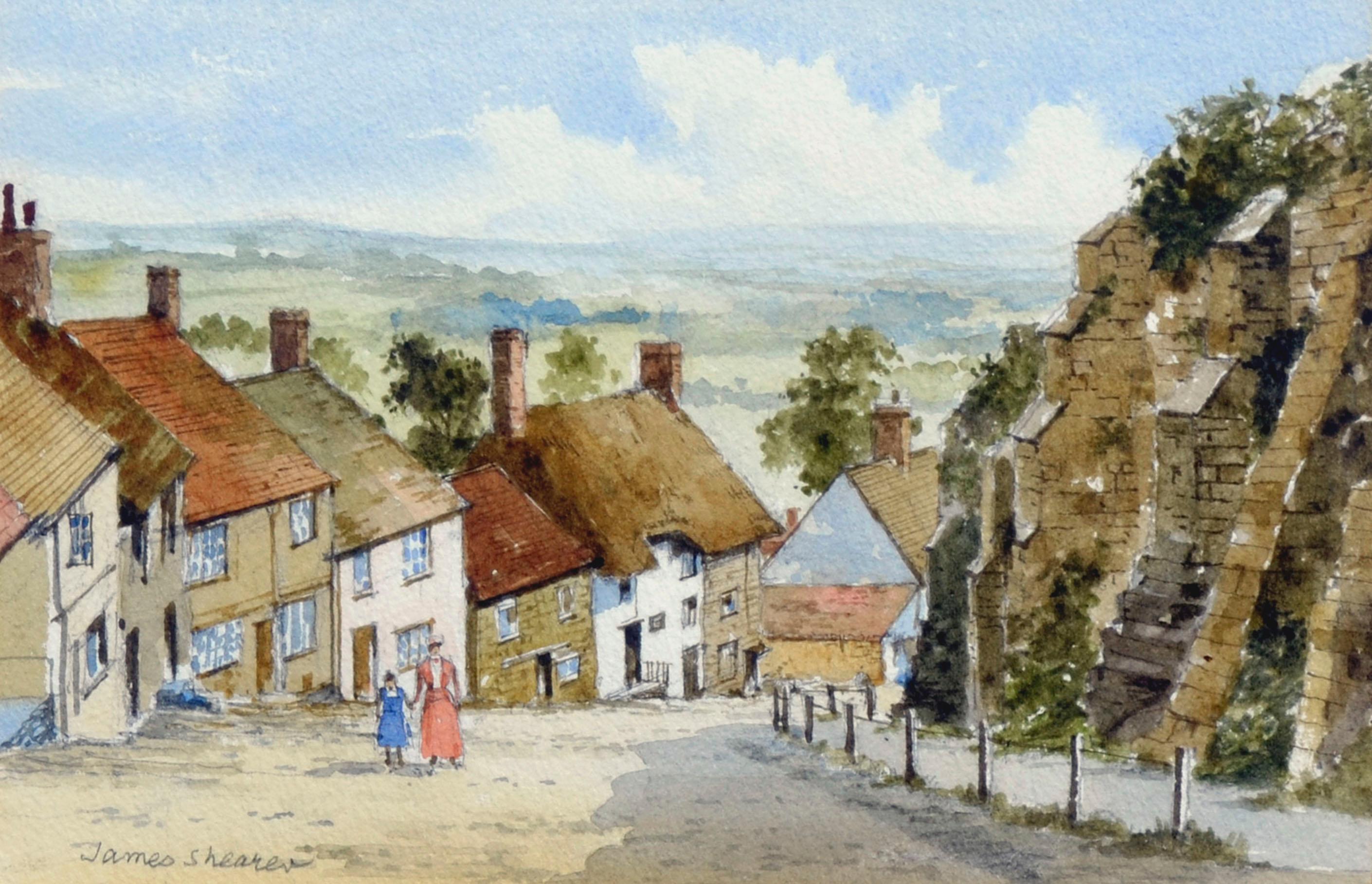 Shaftesbury England, Figurative Landscape  - Painting by James Shearer