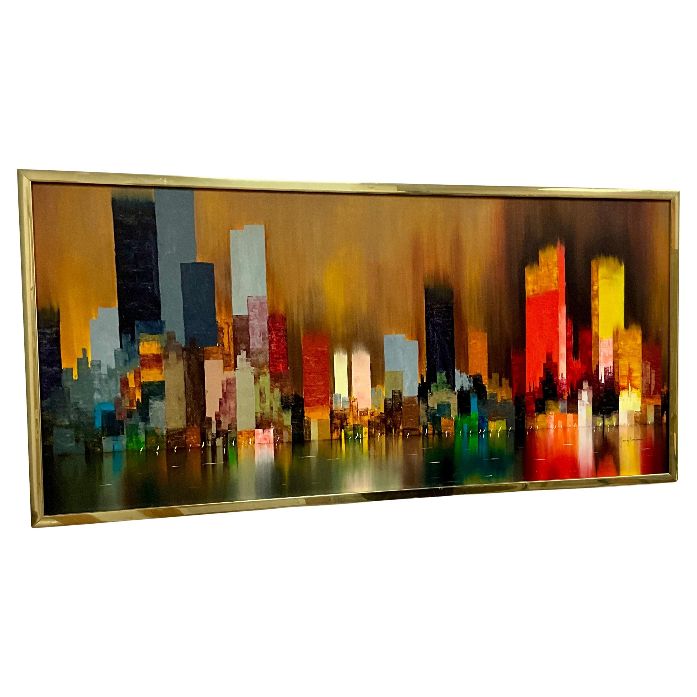 James Sherman (American, 1906–1989) Abstract Urban Cityscape Painting