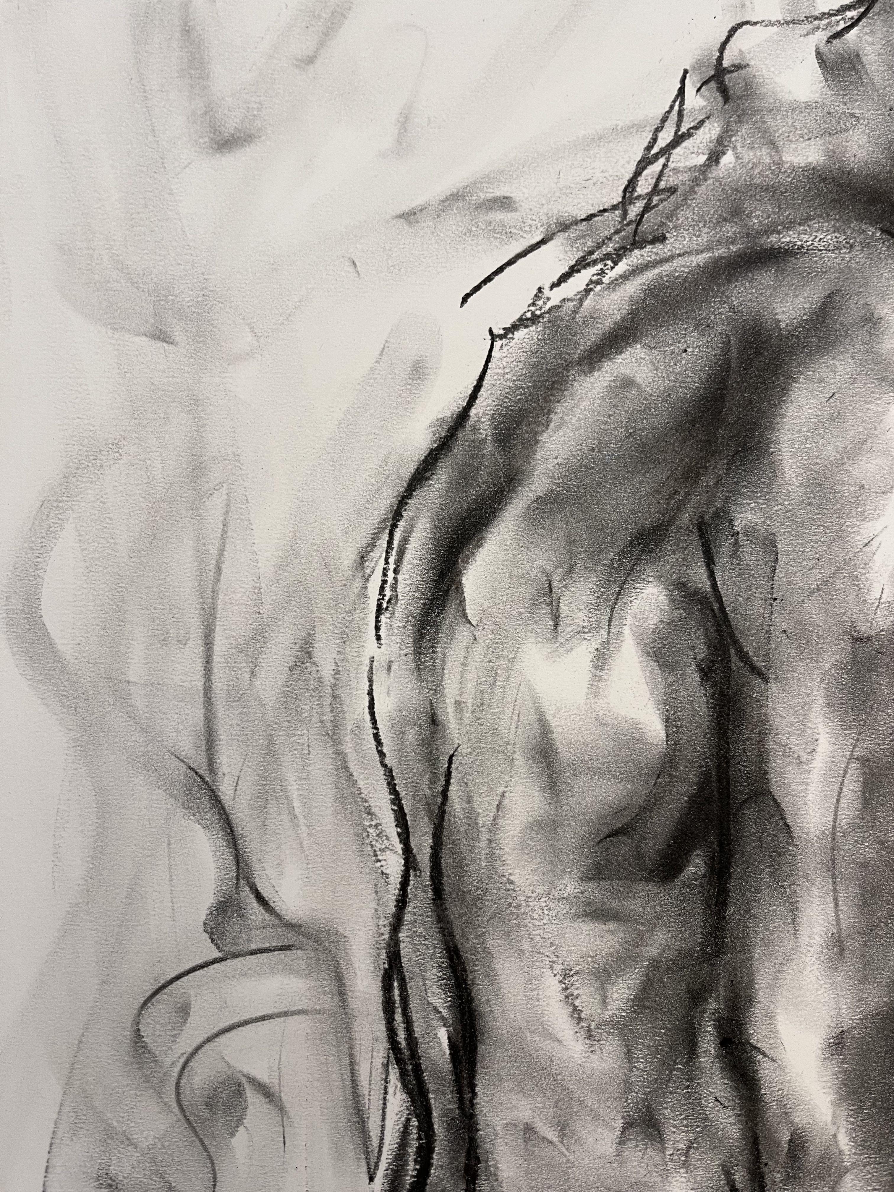 Original charcoal drawing on paper by James Shipton  My works are heavily influenced by the art work of Degas and Gustav Klimt.    My desire is to capture the beauty of the human form, whilst portraying human isolation. I achieve this through a