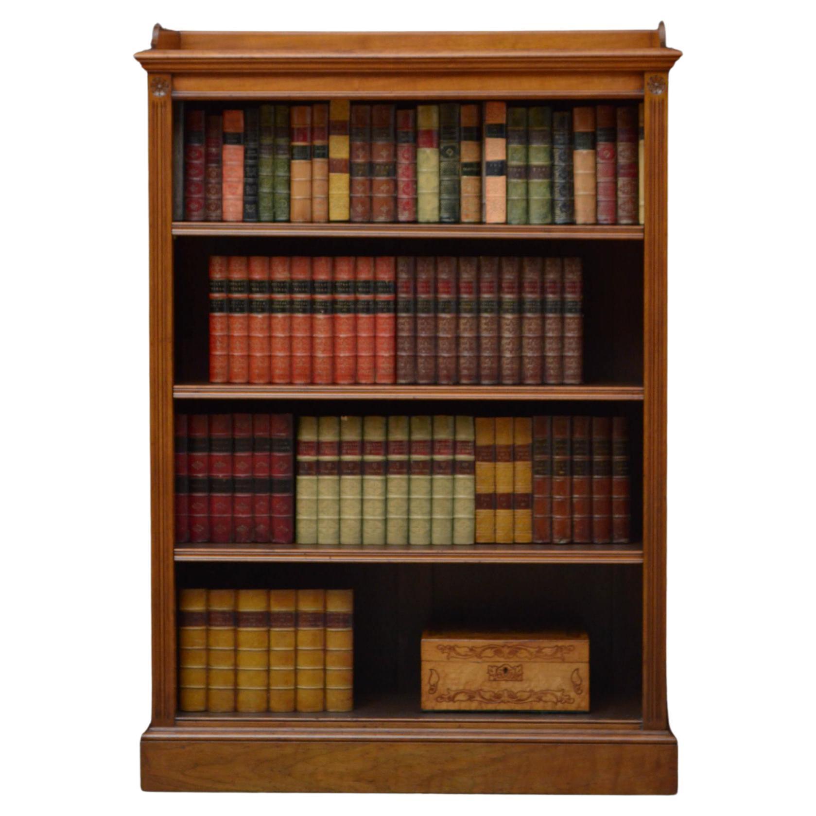 Victorian Figured Walnut Open Bookcase For Sale at 1stDibs