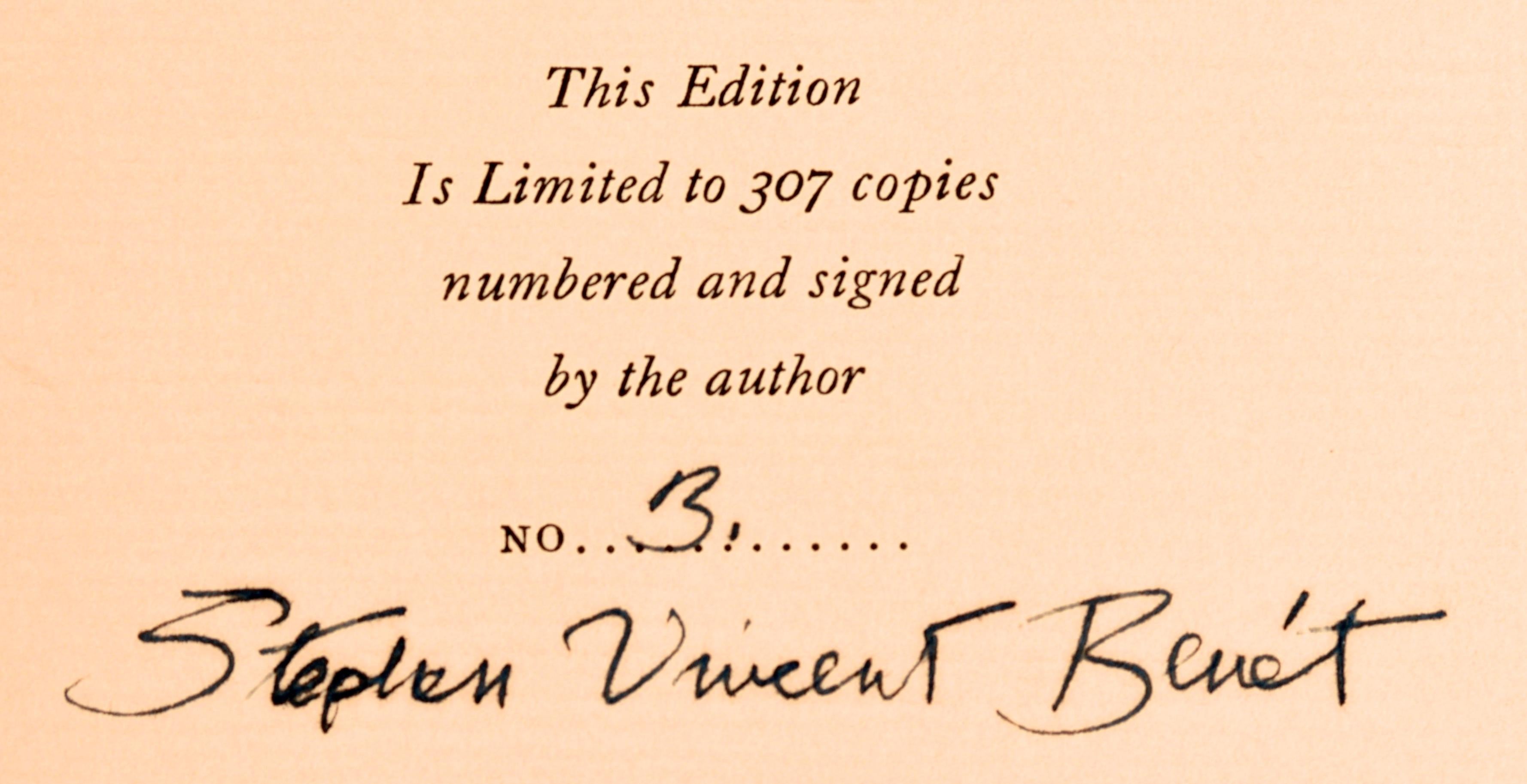 James Shore's Daughter by Stephen Vincent Benét. Publisher: Doubleday, Doran & Company, Inc, Garden City, New York 1934. Stated 1st numbered Ed (#3/307) Signed by the author with slipcase. This was Nelson Doubledays personal copy. He was given a
