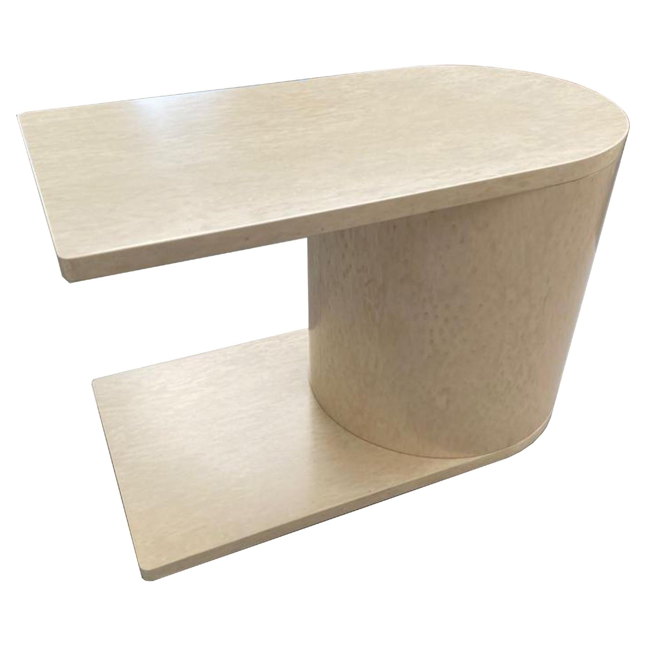 Contemporary Design Side Table, Ivory Colour Veneer, Cylindrical shape For Sale