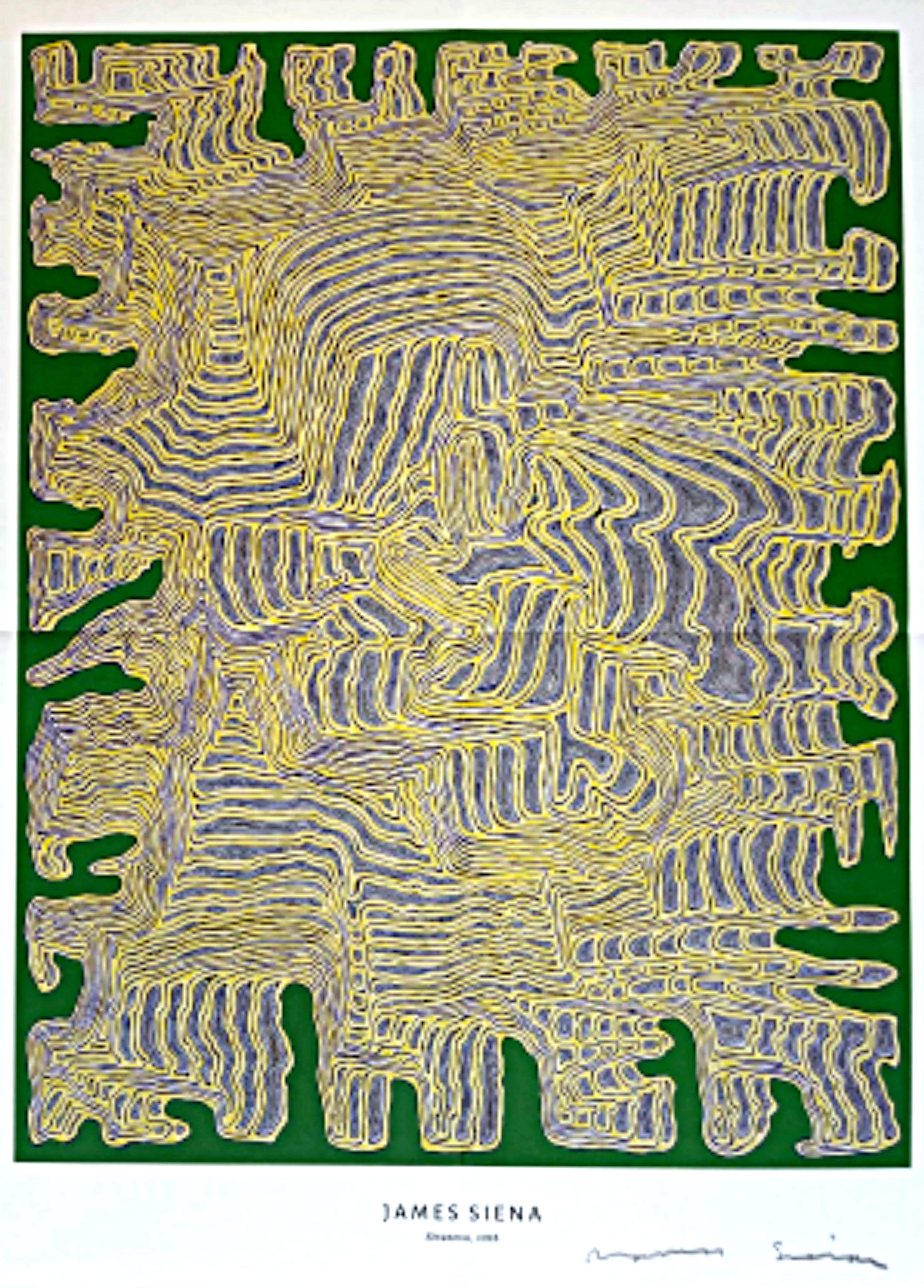 Affiche James SIena at PACE signée à la main par James Siena, abstraction linéaire complexe
