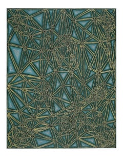 "Shifted Lattice" by James Siena (Geometric, Aqua, Green, Abstract, Line, Design