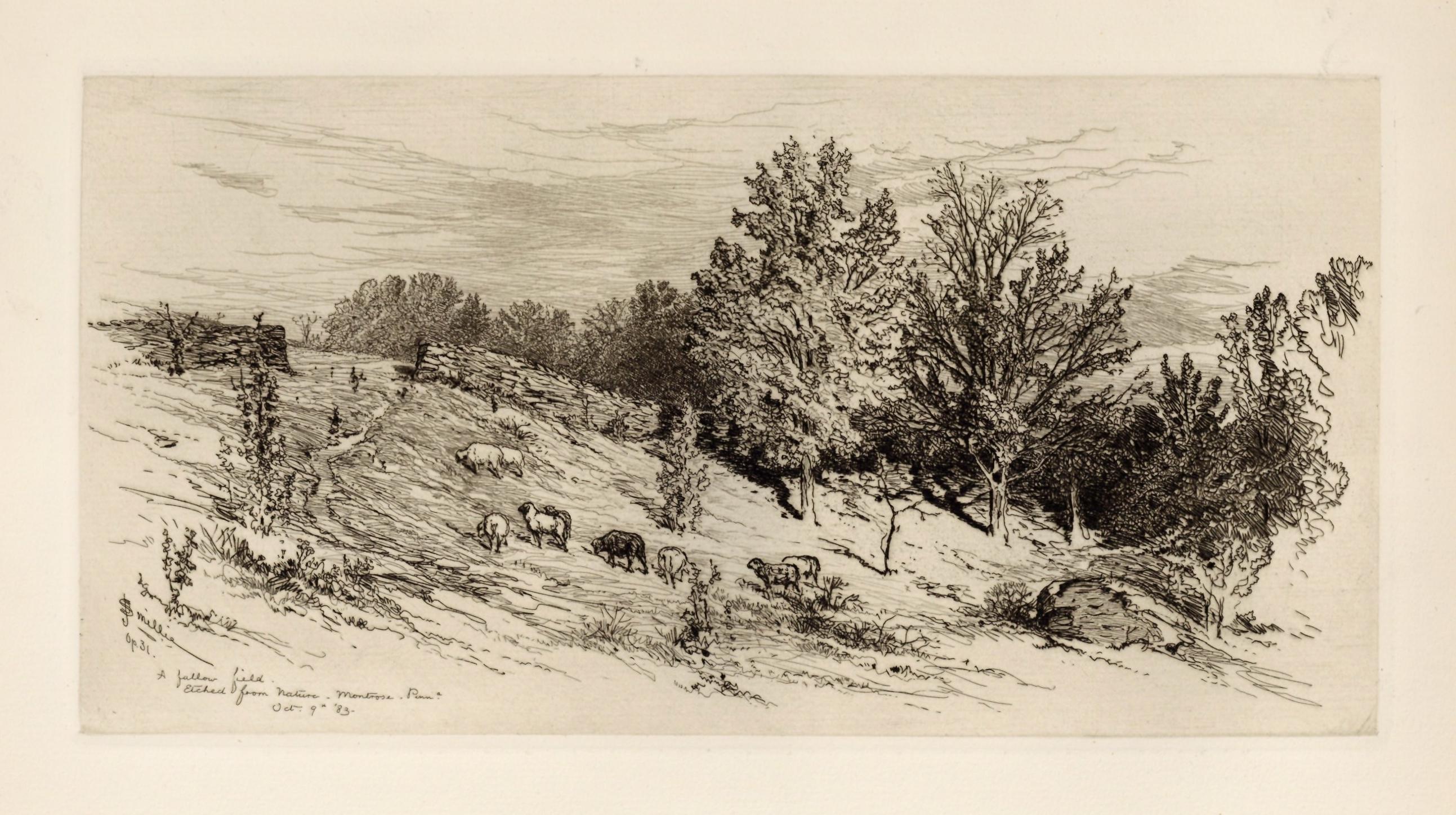 "A Fallow Field" original etching - Print by James Smillie