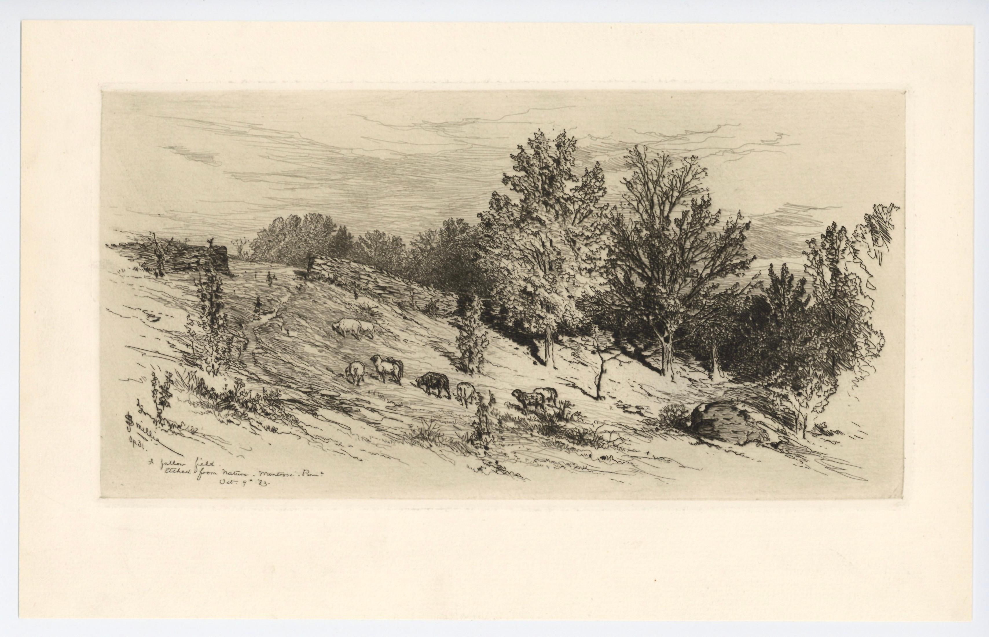 „A Fallow Field“ Original-Radierung – Print von James Smillie