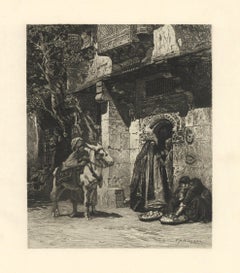 Antique "Lady of Cairo Visiting" etching