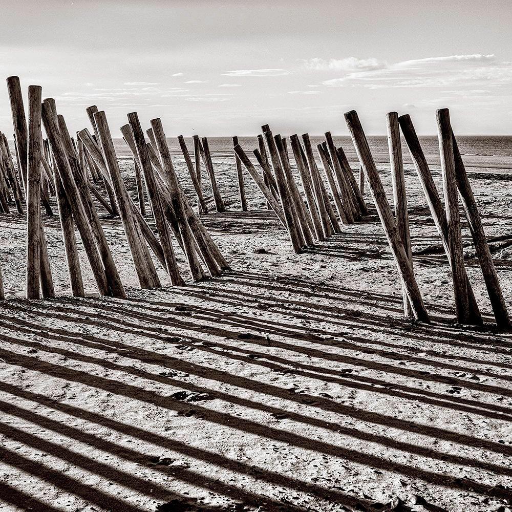 Windswept and weather beaten these stakes fight a losing battle against the eternal elements…

James Sparshatt’s black and white landscapes from his Norfolk home emphasize the beauty of the big skies and solitary calm of the county.

The work is