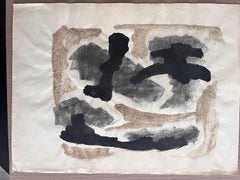 "#2" Mixed Media Abstract Collage, Pastel & Gouache on Paper, 1958