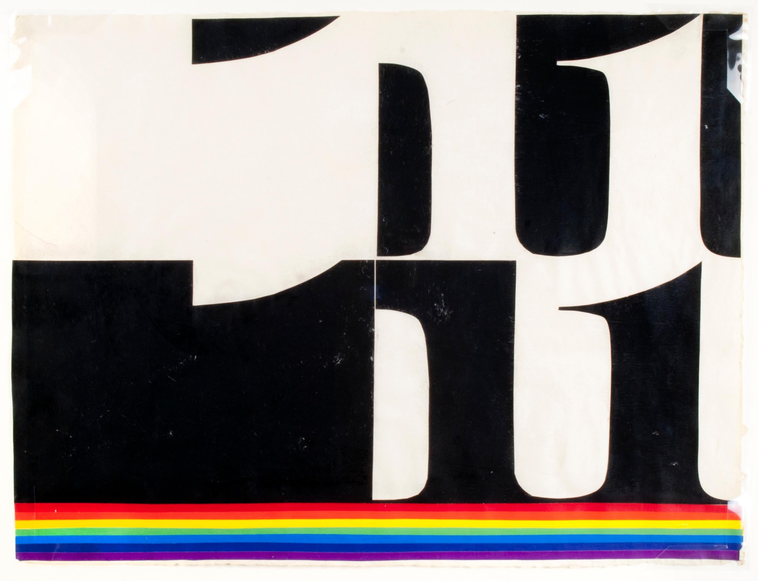 Untitled (The Number with Rainbow lines) - Mixed Media Art by James Spencer Russell