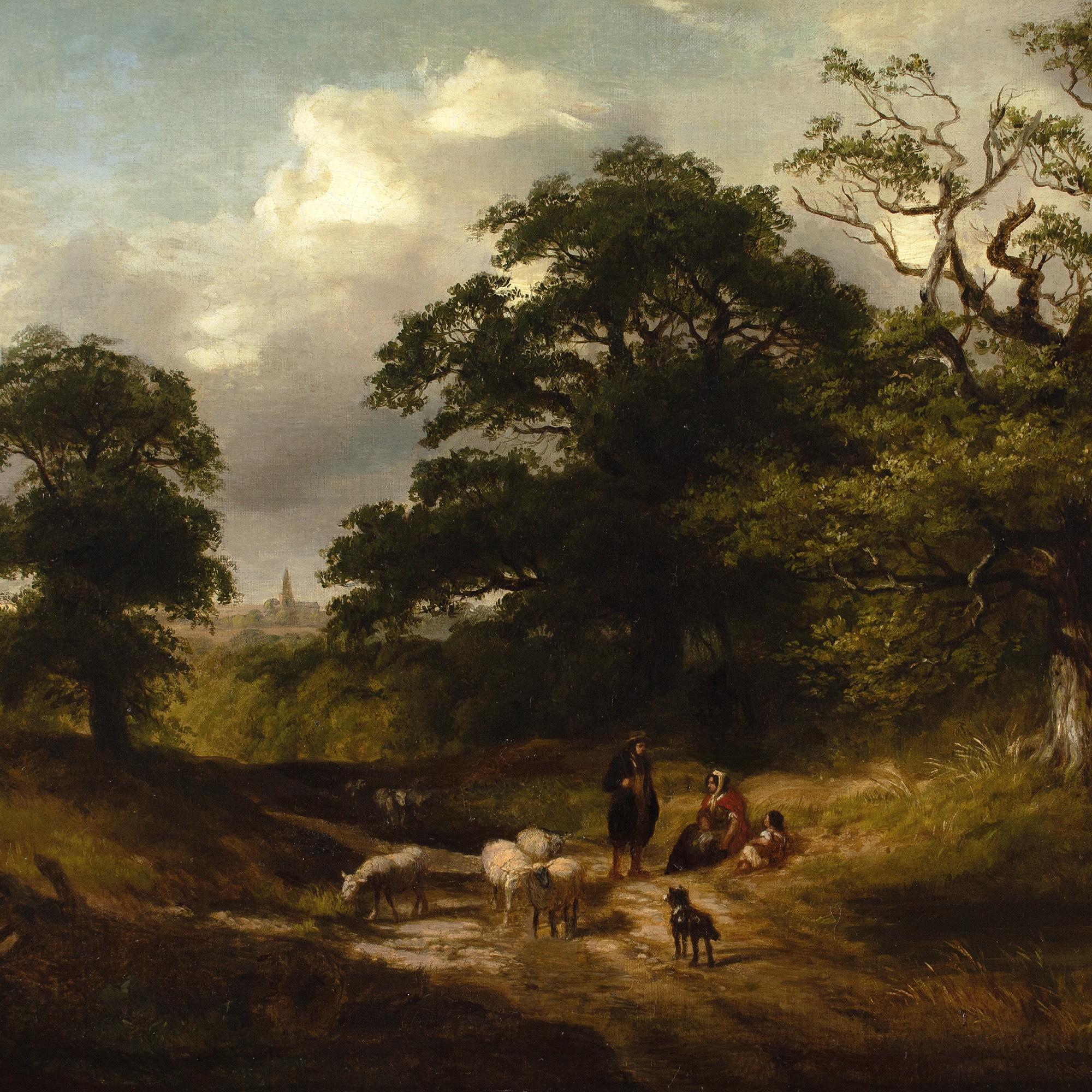 James Stark (Circle), Wooded Landscape With Country Track, Shepherd & Sheep 4