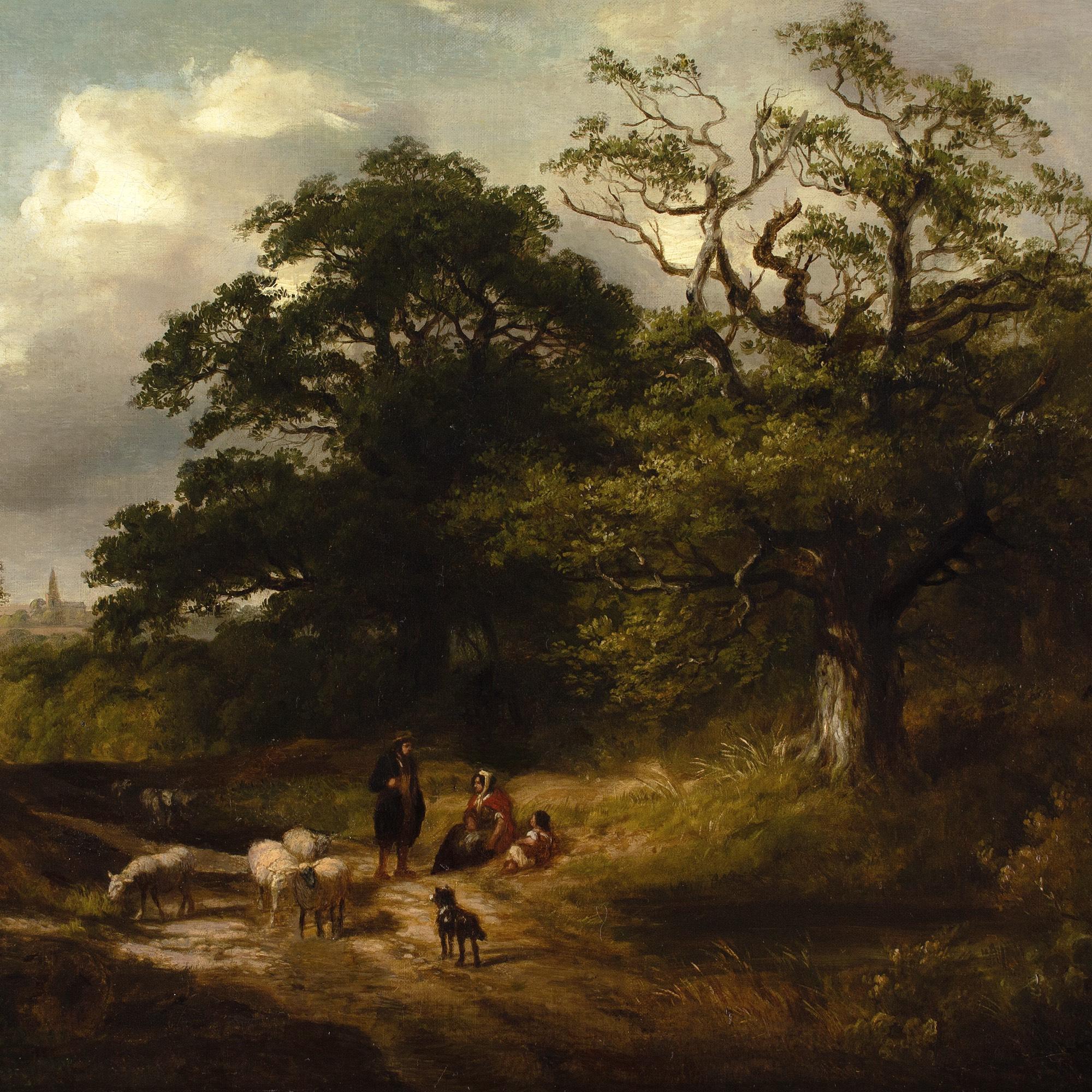 James Stark (Circle), Wooded Landscape With Country Track, Shepherd & Sheep 5