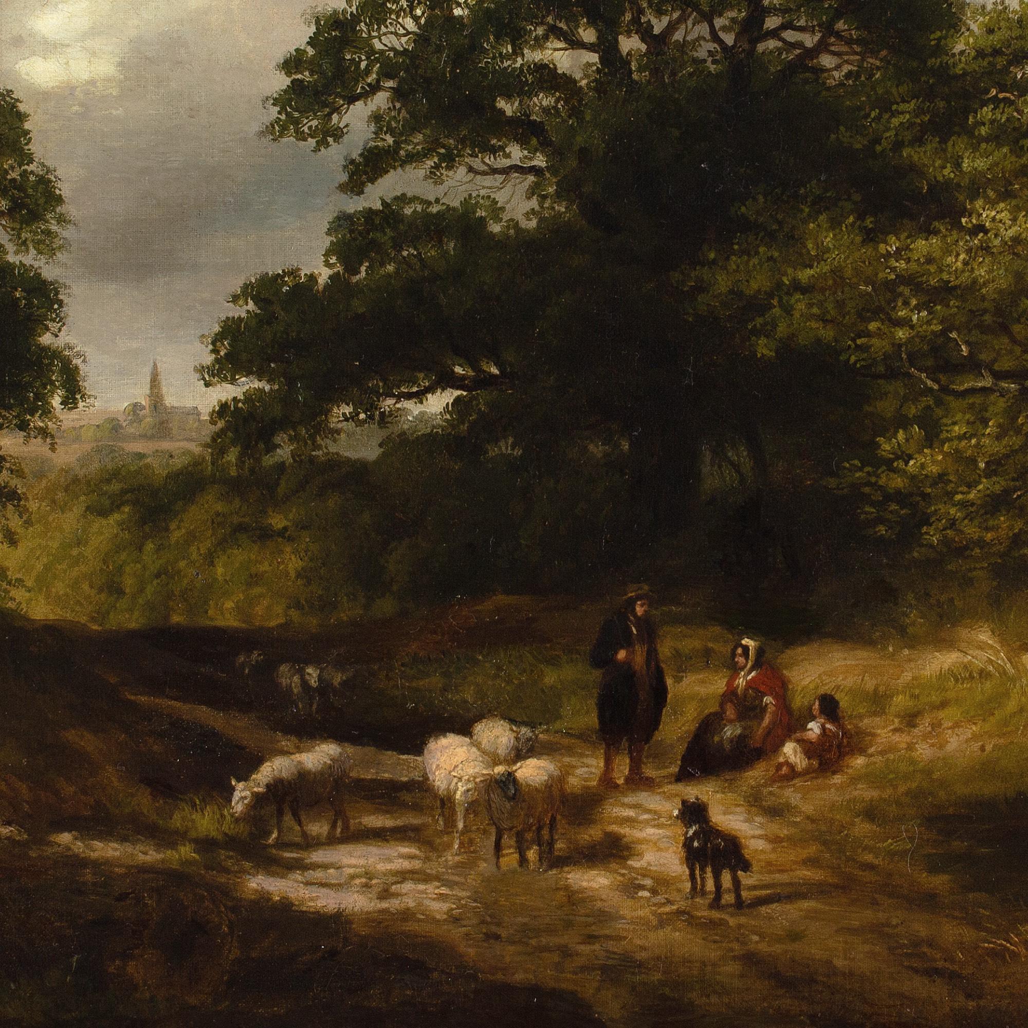 James Stark (Circle), Wooded Landscape With Country Track, Shepherd & Sheep 6