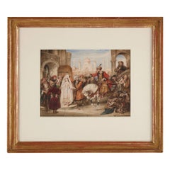 Orientalist Watercolour by Stephanoff of a Middle Eastern Scene