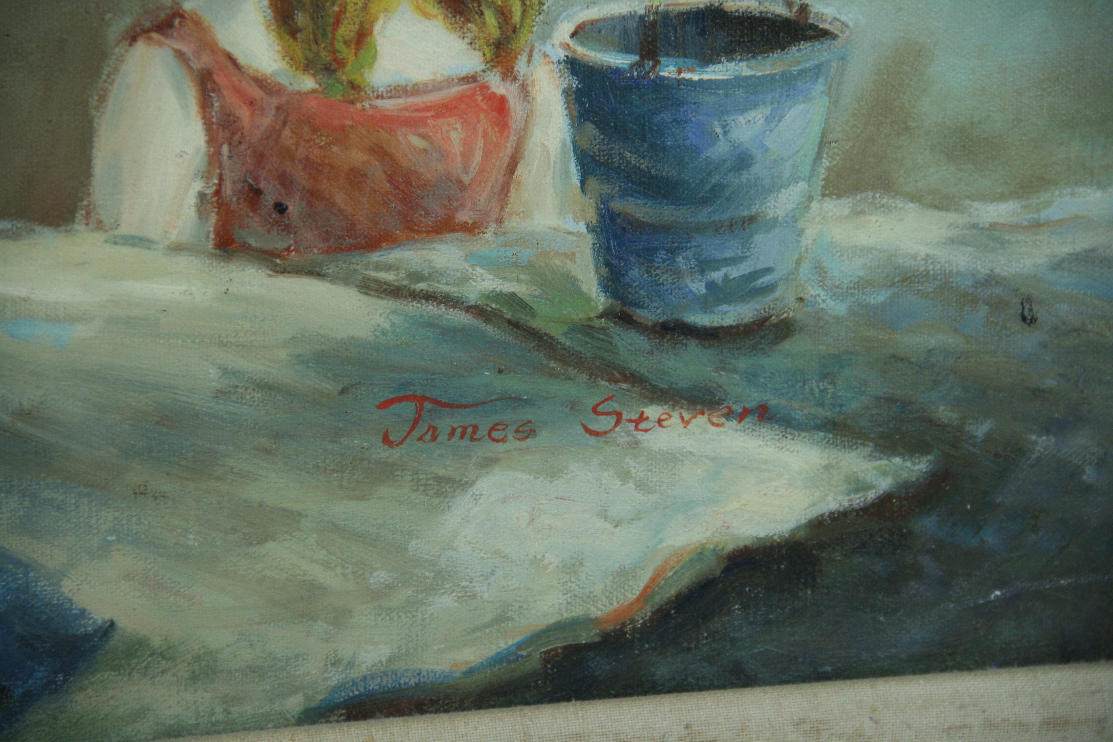 Huile surdimensionnée française Rassemblement familial au bord de la mer en vente 6