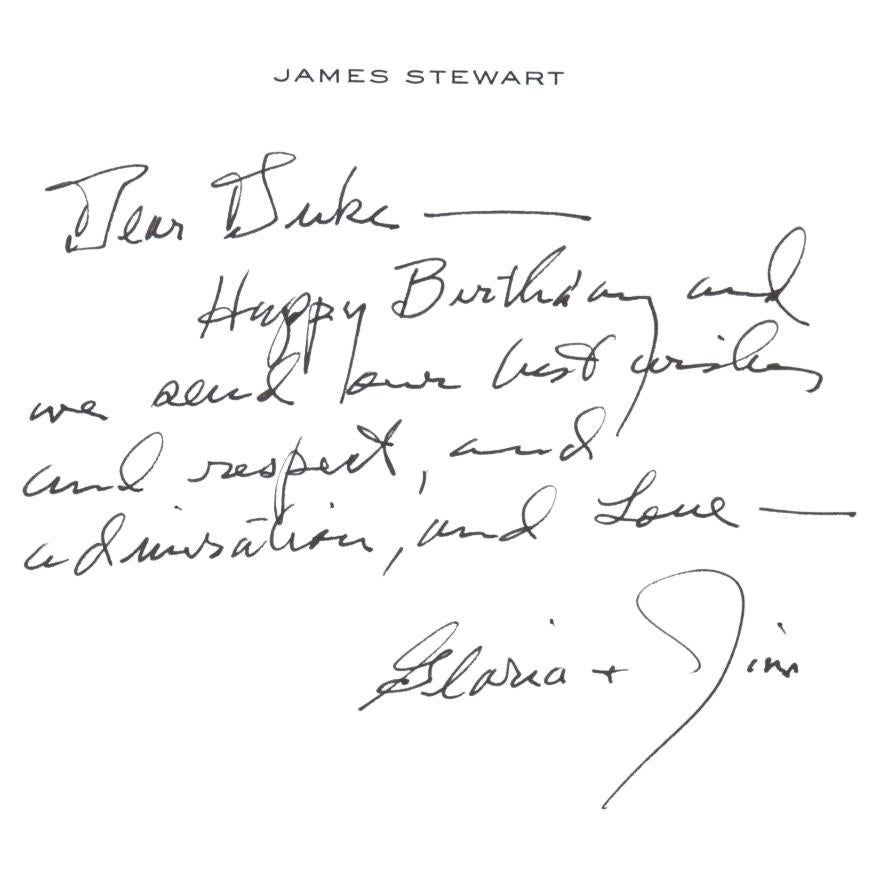 James Stewart, handschriftlicher Brief an John Wayne