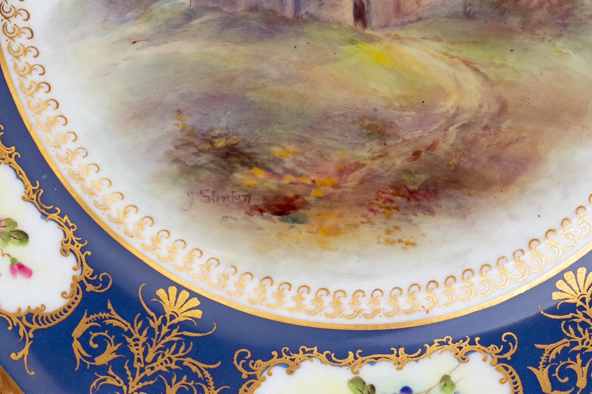 Art Deco James Stinton Royal Worcester Castle of Doune Hand Painted Cabinet Plate For Sale