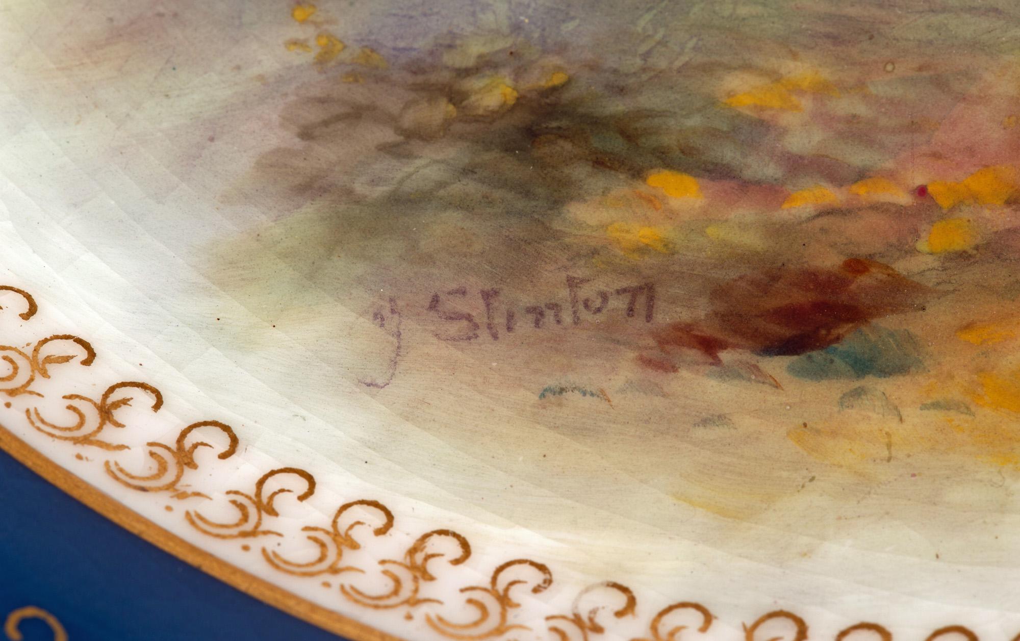 James Stinton Royal Worcester Castle of Doune Hand Painted Cabinet Plate In Good Condition For Sale In Bishop's Stortford, Hertfordshire