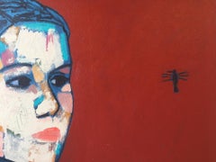 James Strombotne ""Mädchen mit Hummingbird" Acryl auf Leinwand Gemälde 2014