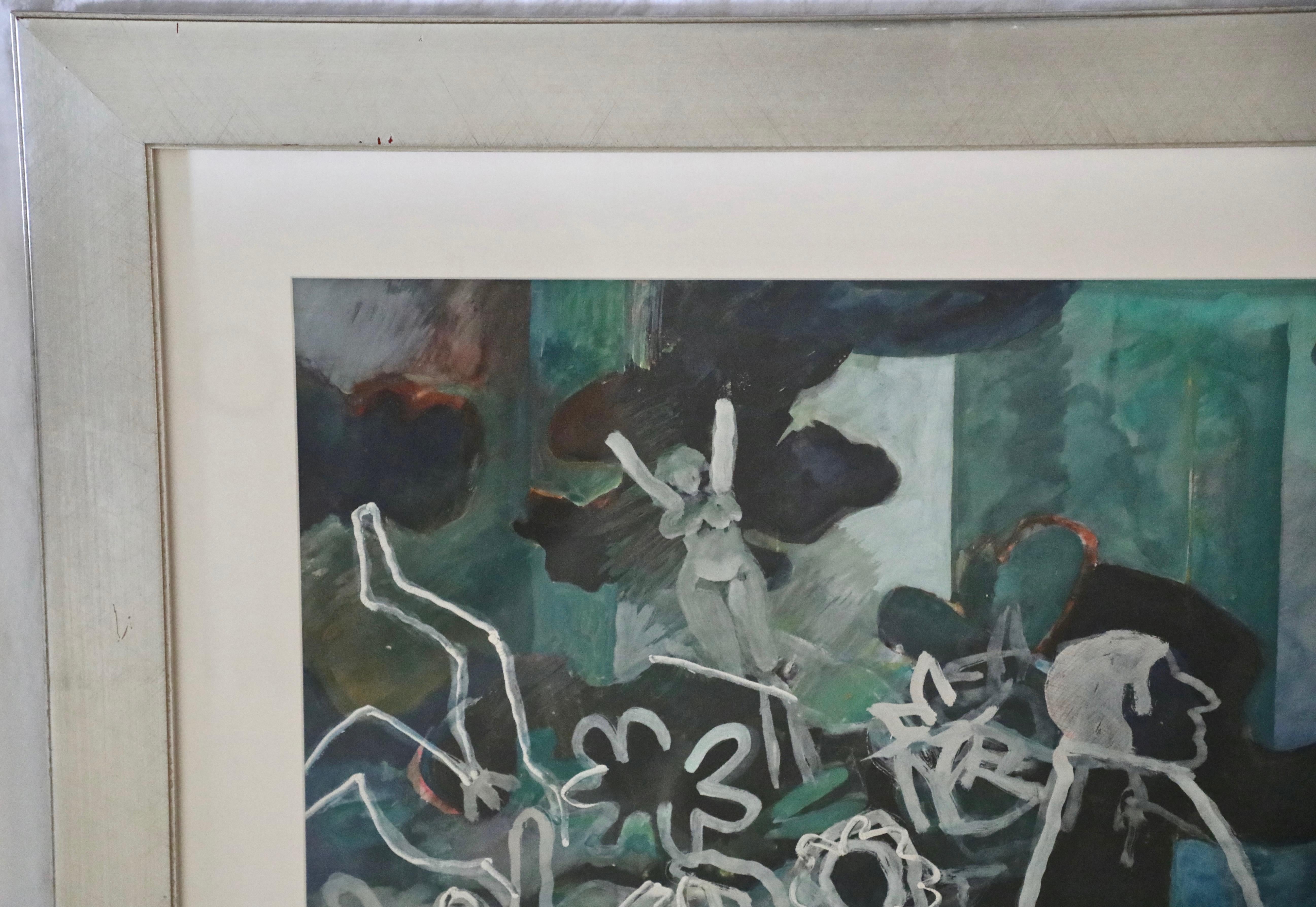 James Strombotne, Mixed Media on Paper, Figures in White For Sale 4